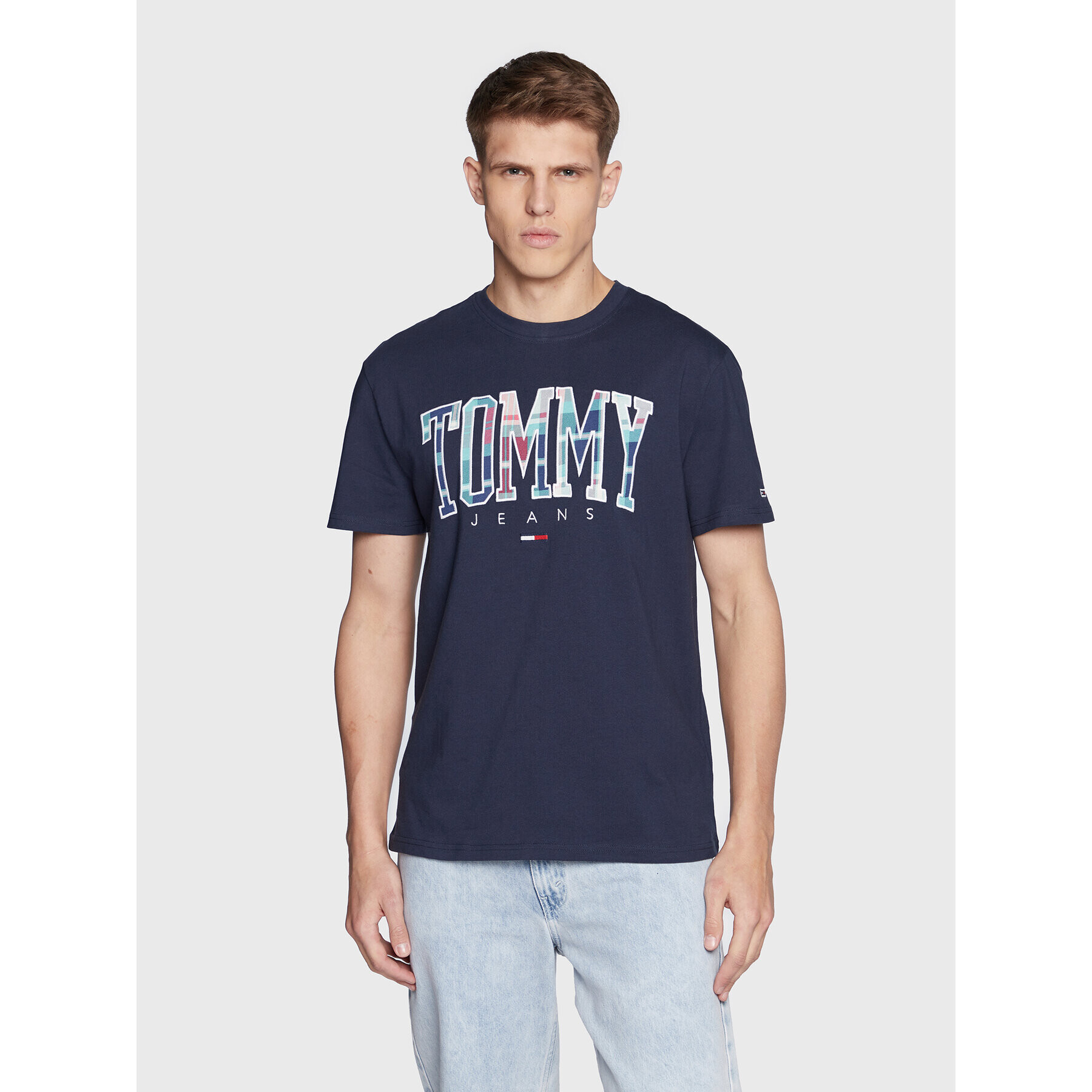 Tommy Jeans Tričko Classic Tartan DM0DM15666 Tmavomodrá Classic Fit - Pepit.sk