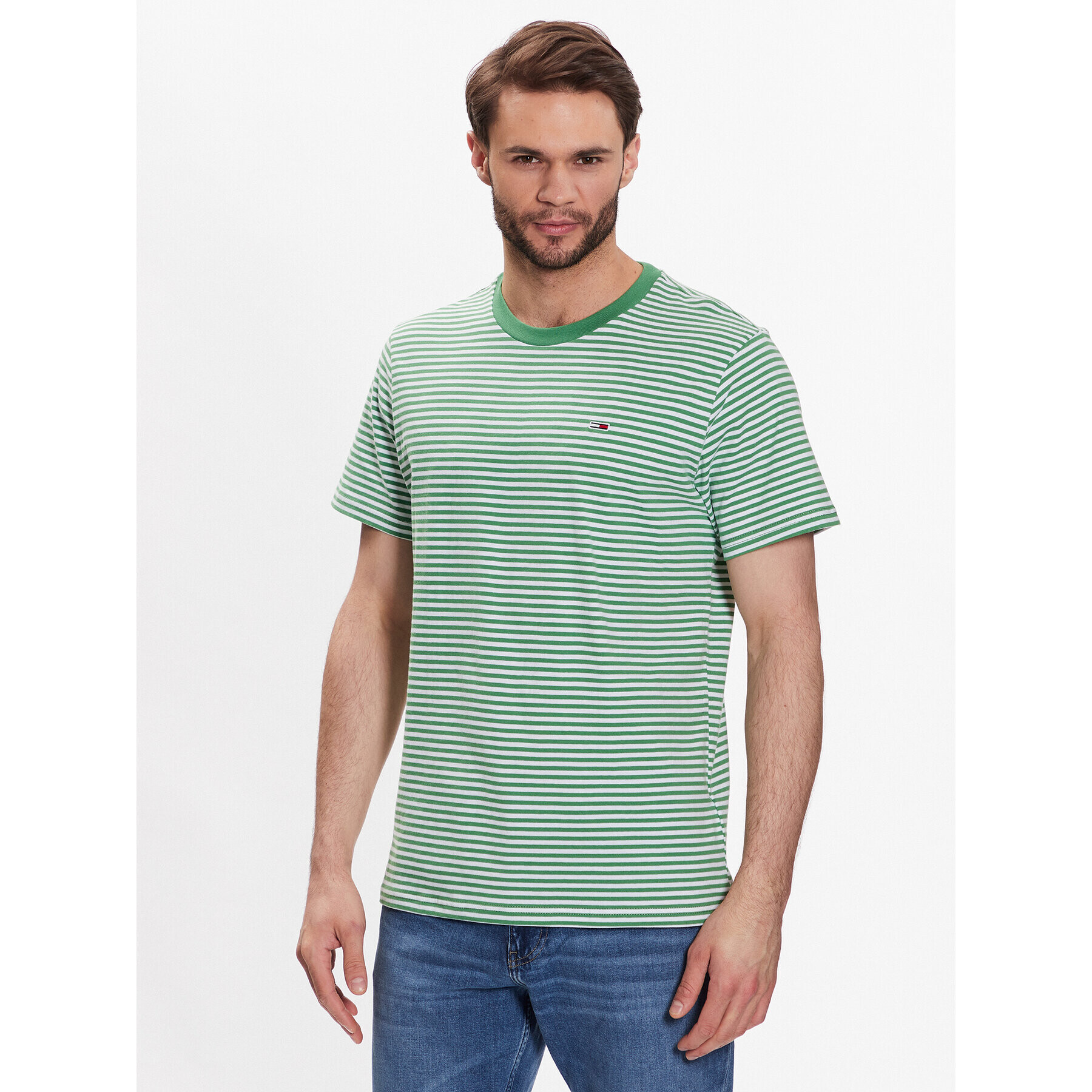 Tommy Jeans Tričko Classics Stripe DM0DM05515 Zelená Regular Fit - Pepit.sk