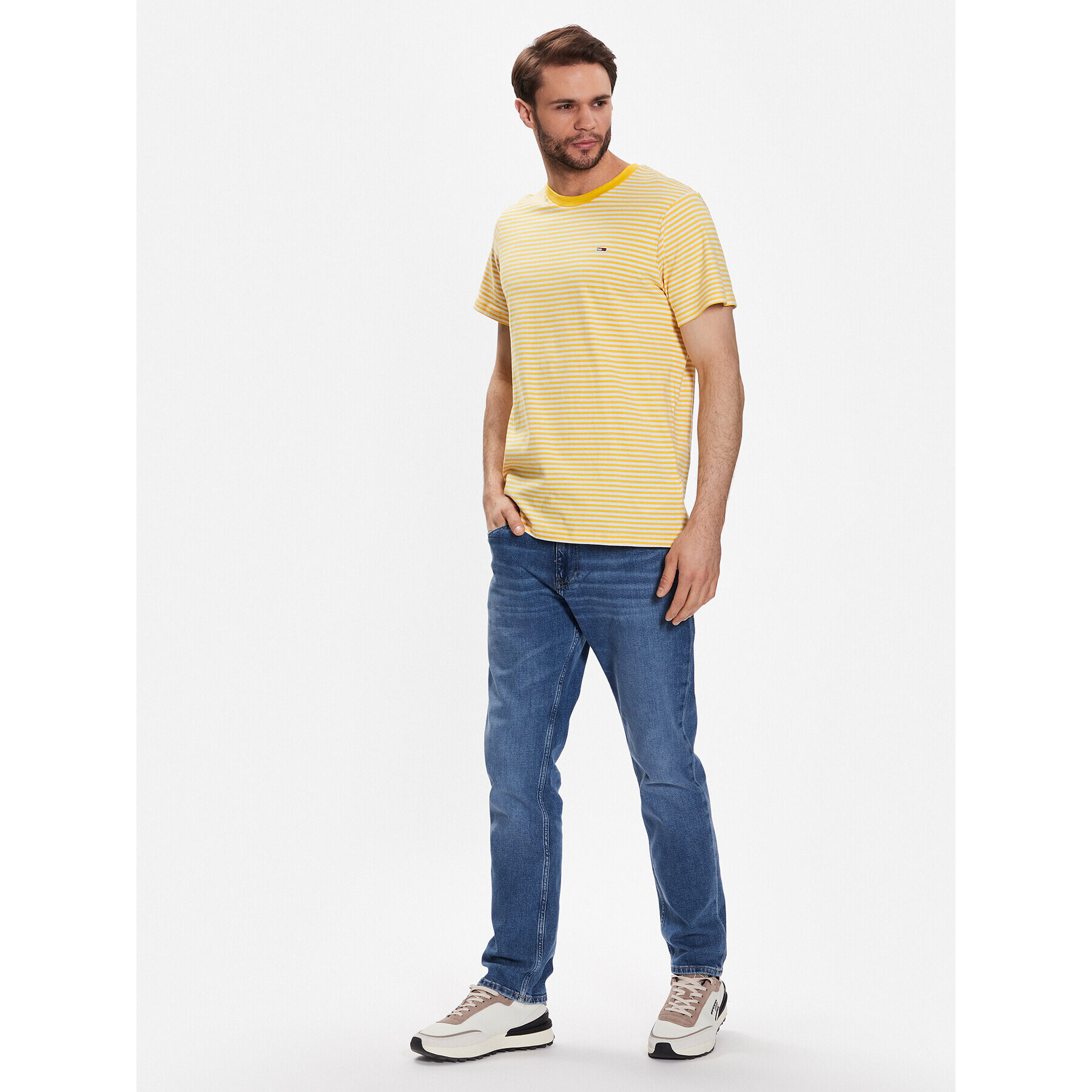 Tommy Jeans Tričko Classics Stripe DM0DM05515 Žltá Regular Fit - Pepit.sk