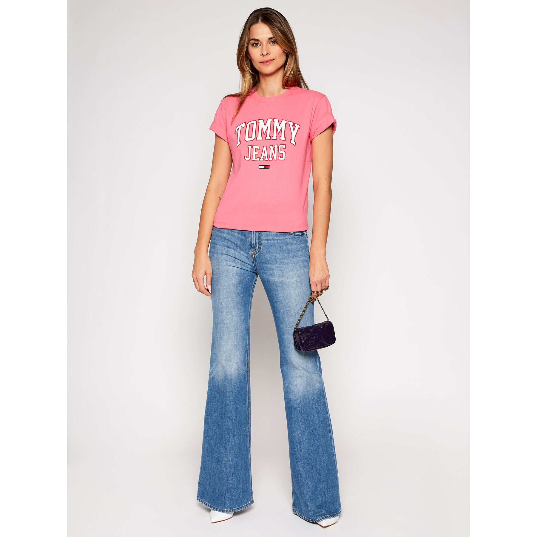 Tommy Jeans Tričko Collegiate Logo DW0DW09075 Ružová Boyfriend Fit - Pepit.sk