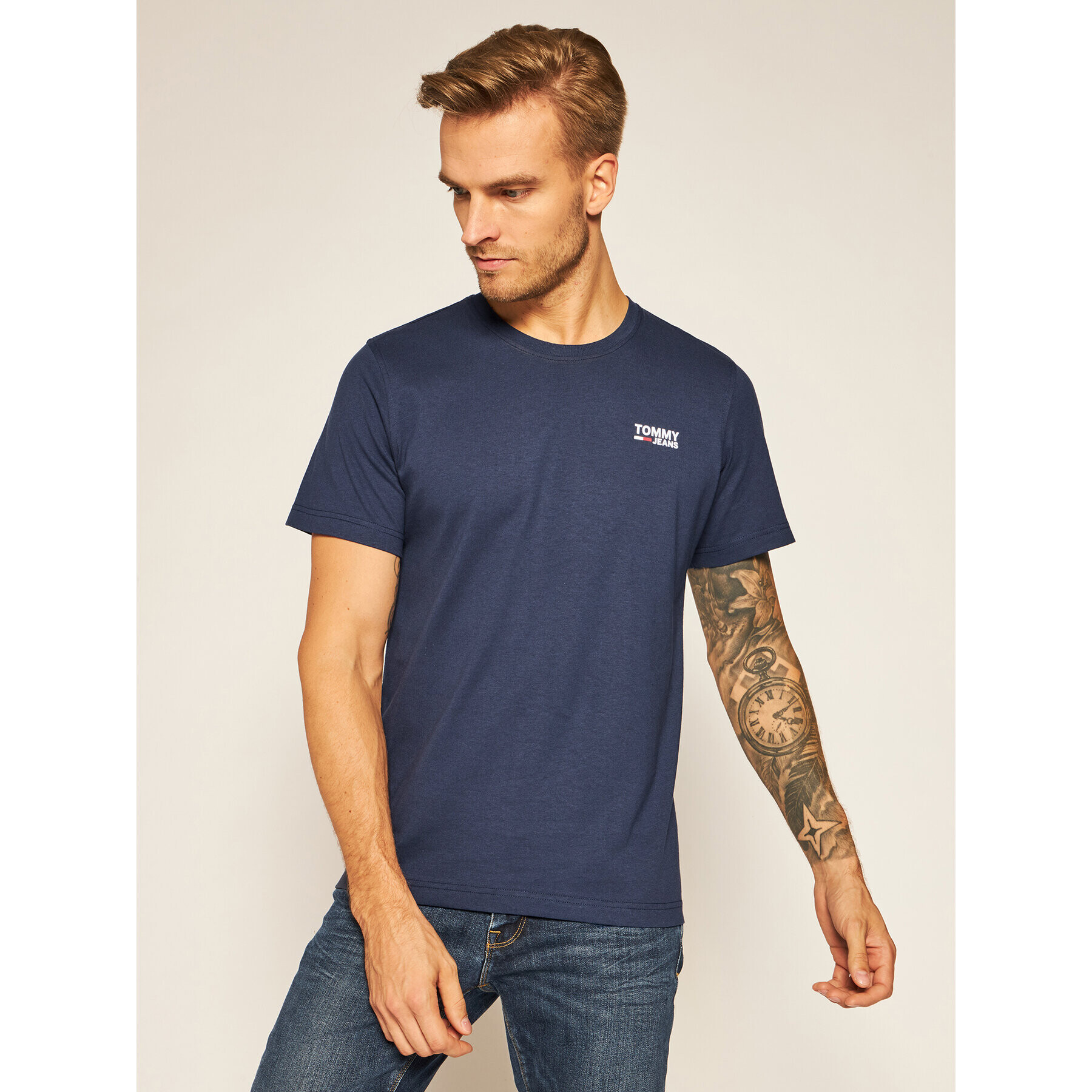 Tommy Jeans Tričko Corp Logo C Neck DM0DM09588 Tmavomodrá Regular Fit - Pepit.sk