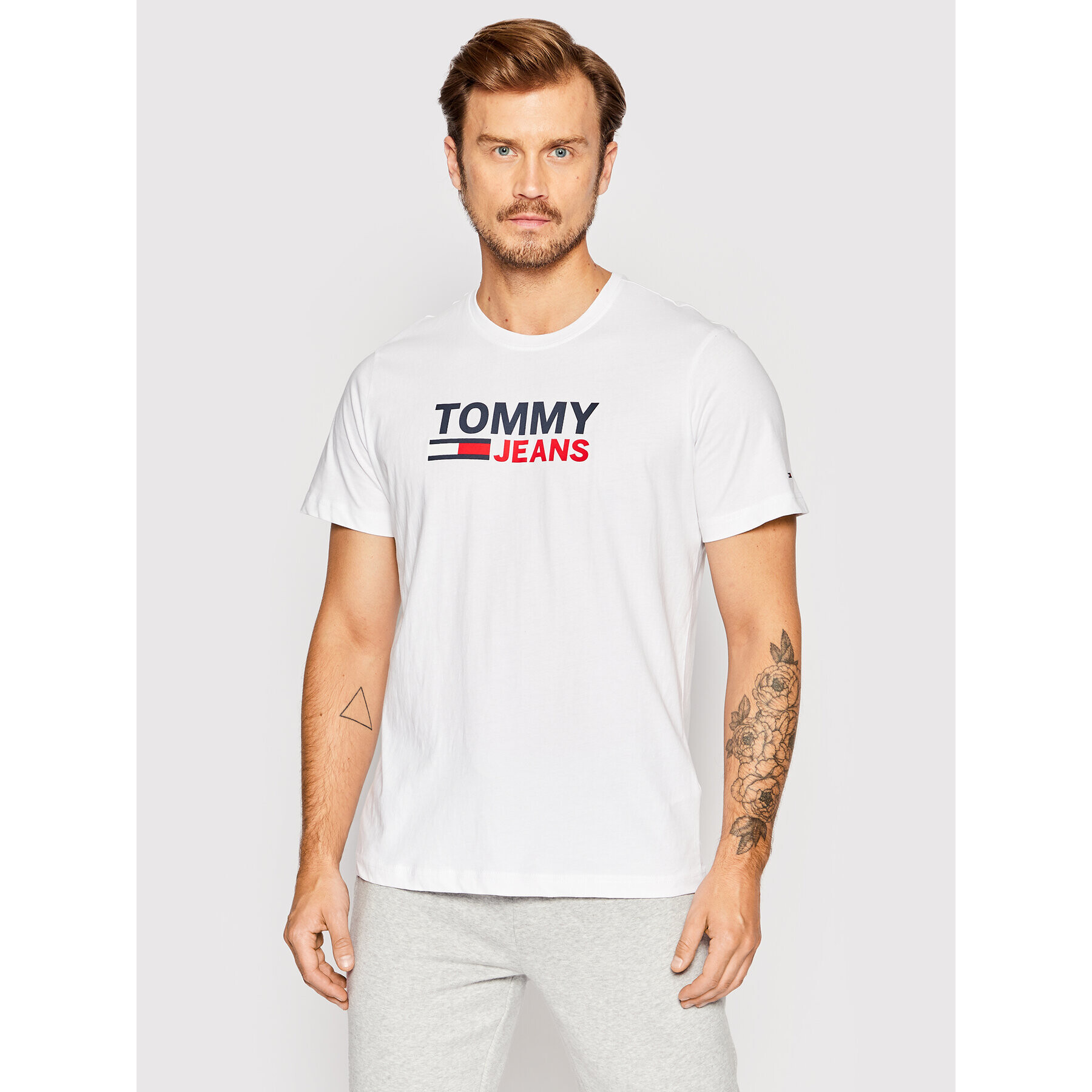 Tommy Jeans Tričko Corp Logo DM0DM15379 Biela Regular Fit - Pepit.sk