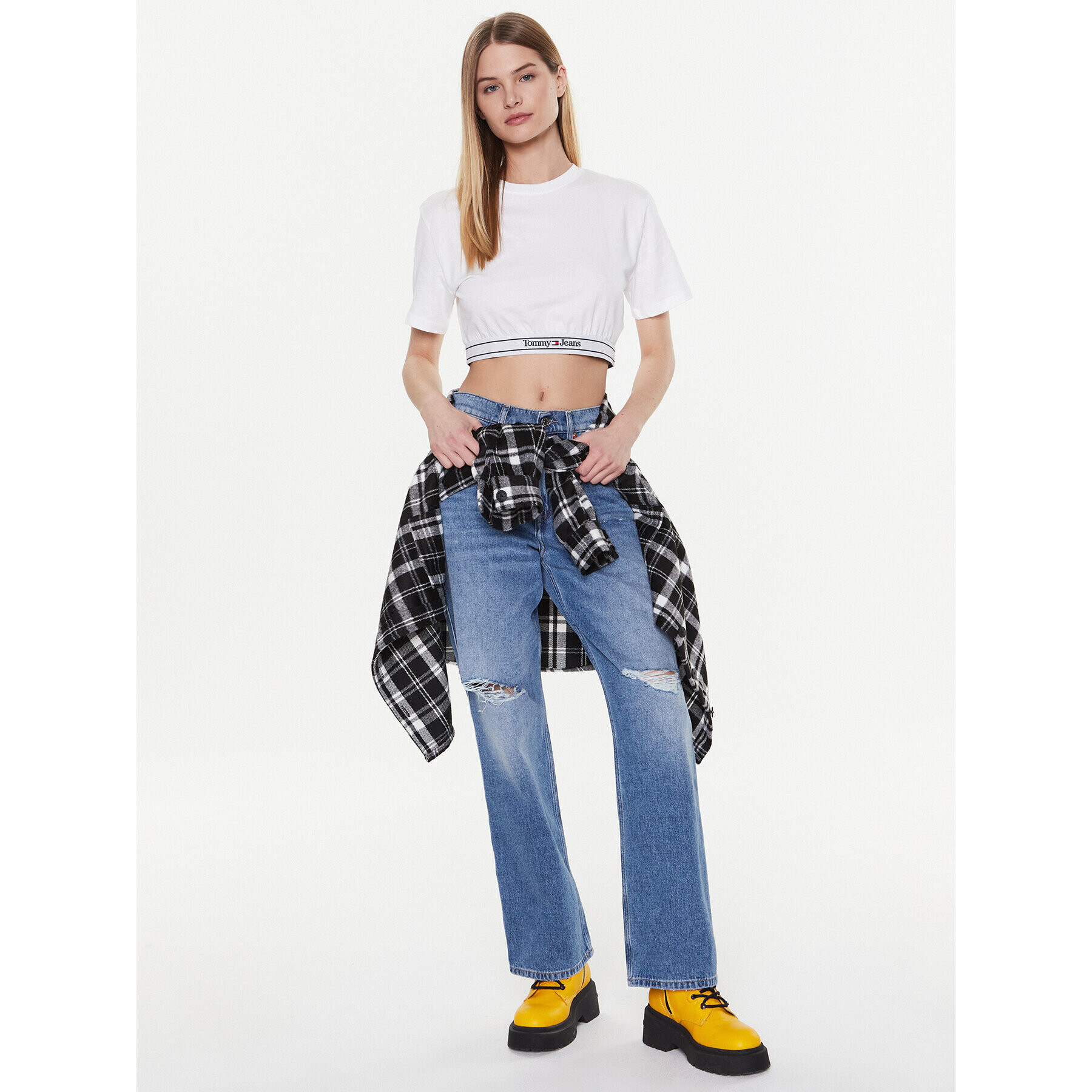 Tommy Jeans Tričko DW0DW15167 Biela Cropped Fit - Pepit.sk