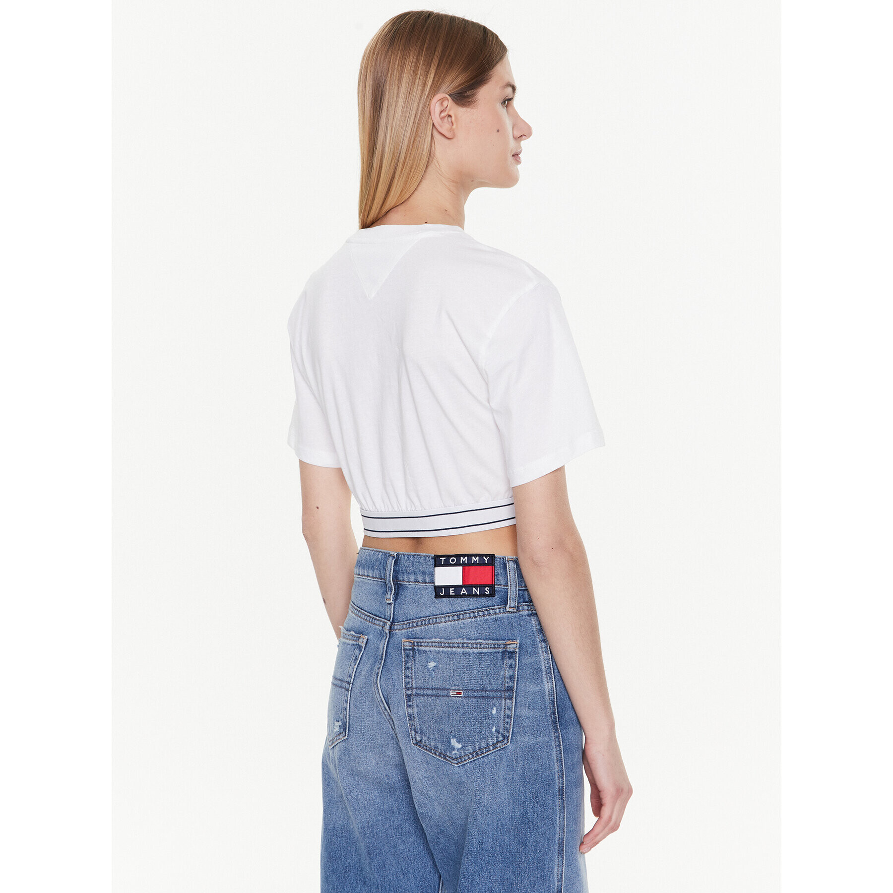 Tommy Jeans Tričko DW0DW15167 Biela Cropped Fit - Pepit.sk