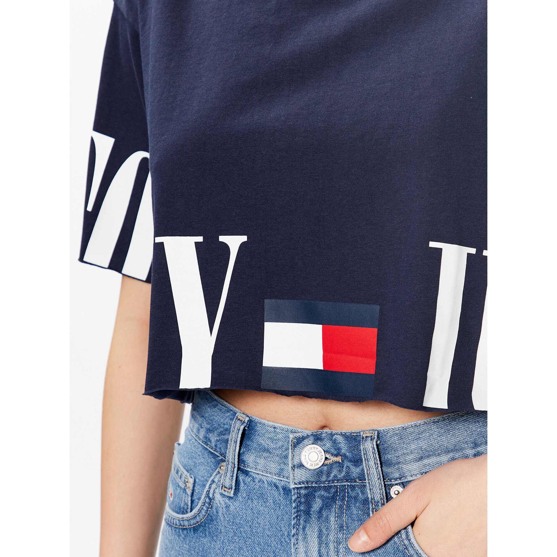 Tommy Jeans Tričko DW0DW15460 Tmavomodrá Cropped Fit - Pepit.sk