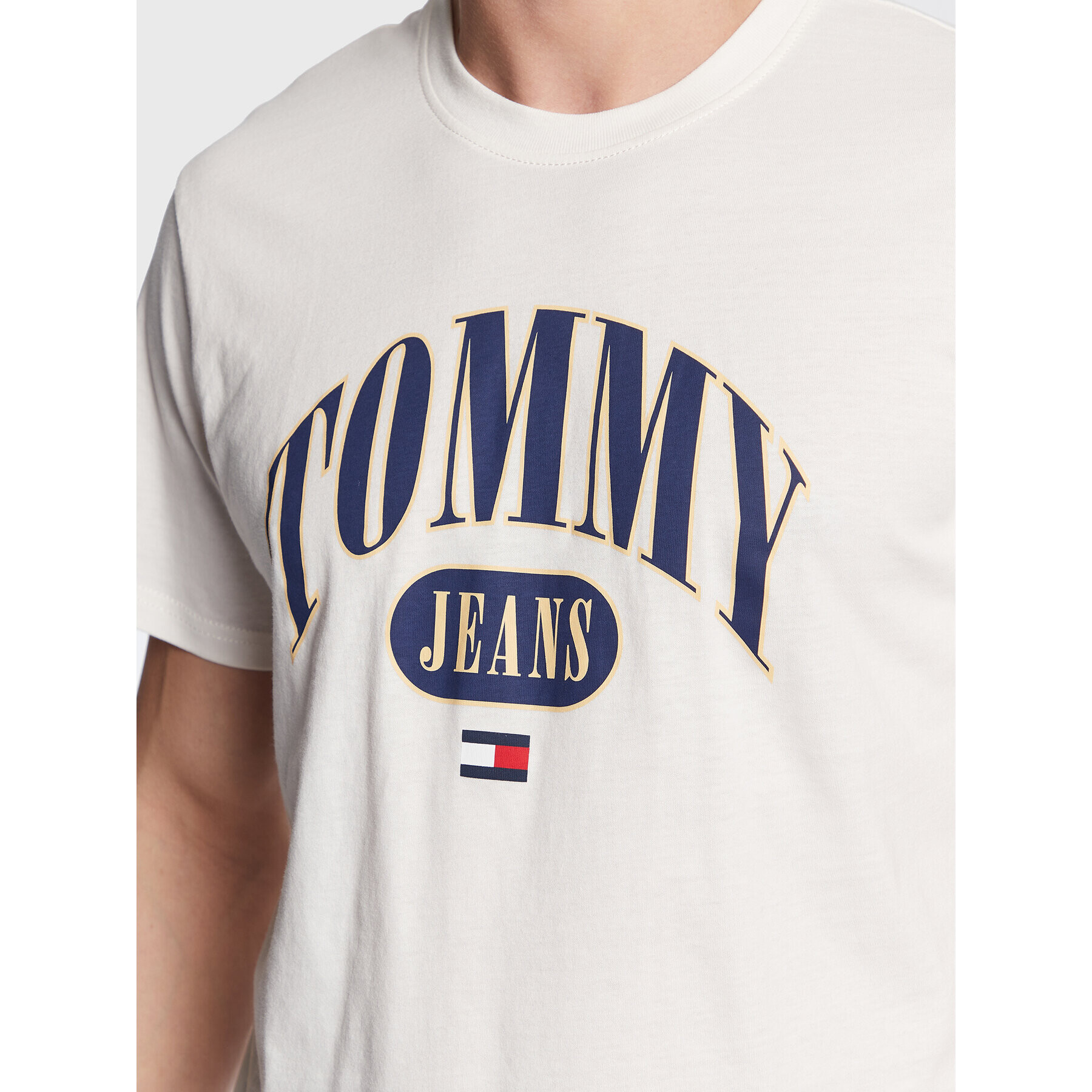 Tommy Jeans Tričko Entry DM0DM15675 Écru Regular Fit - Pepit.sk