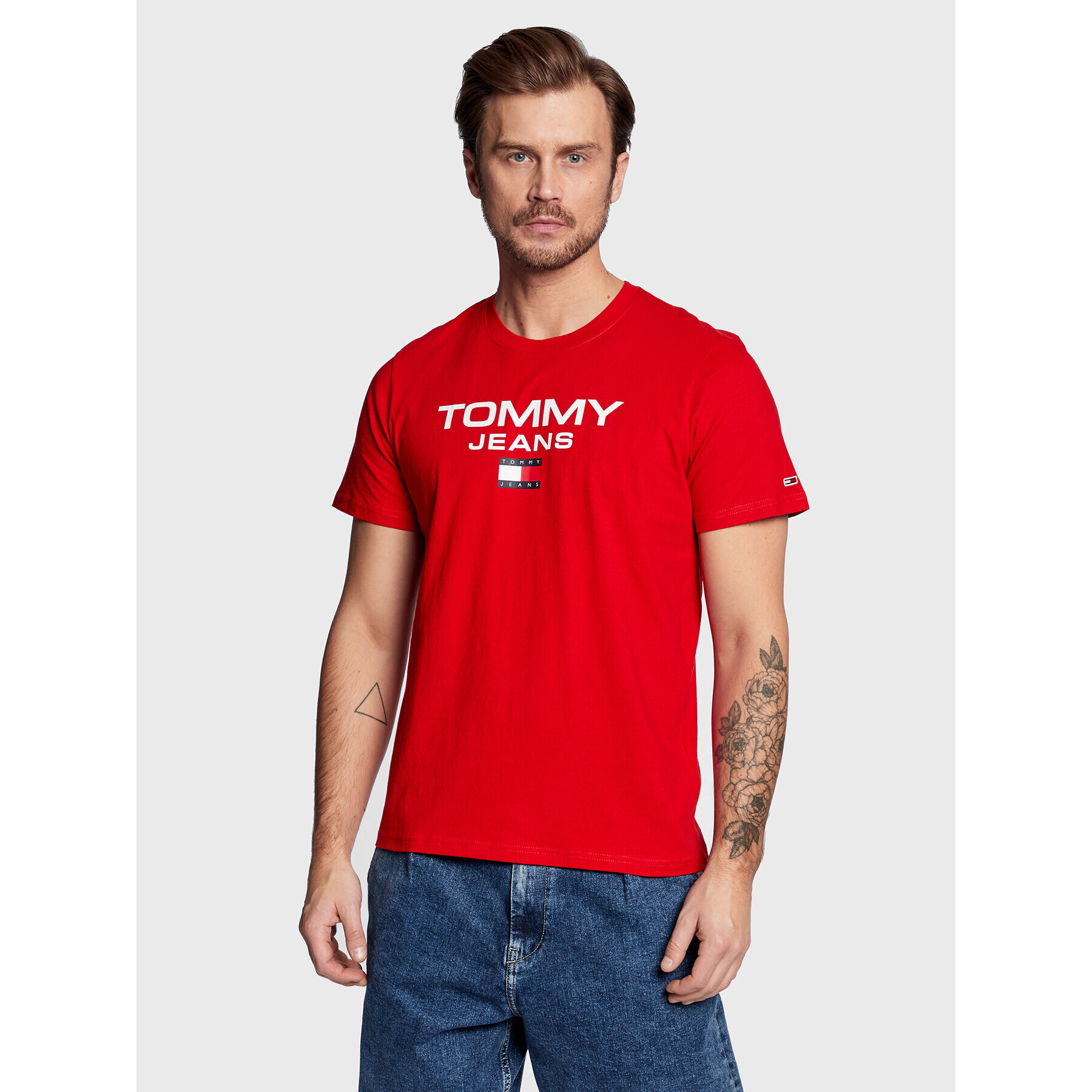 Tommy Jeans Tričko Entry DM0DM15682 Červená Regular Fit - Pepit.sk