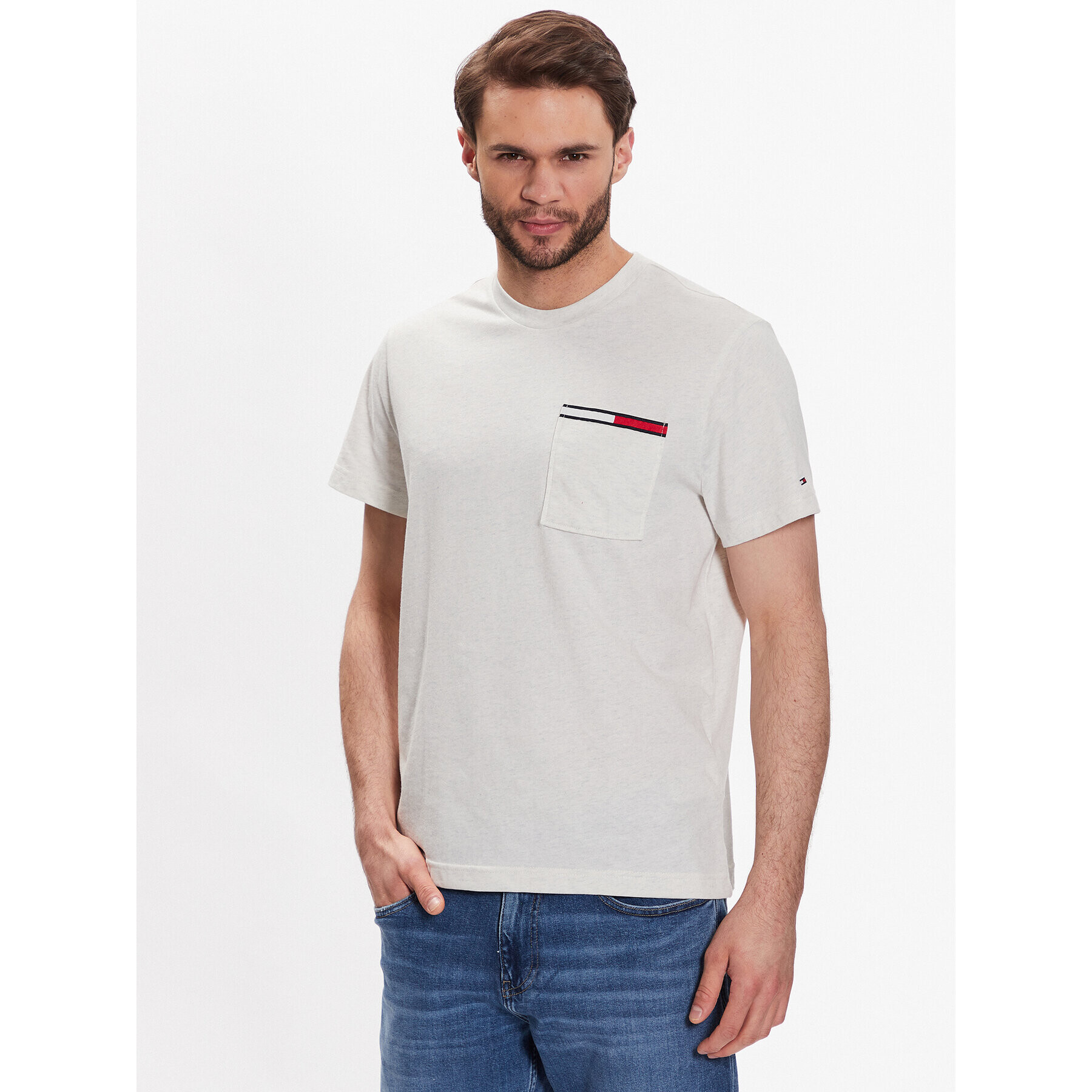 Tommy Jeans Tričko Essential DM0DM13063 Écru Regular Fit - Pepit.sk