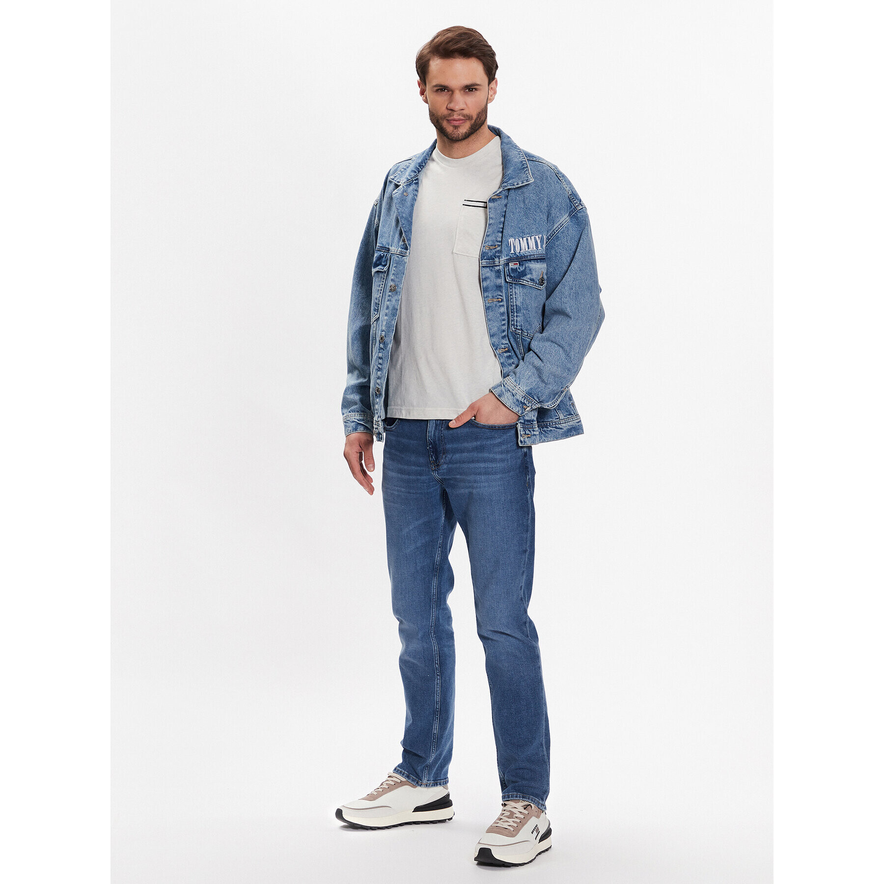 Tommy Jeans Tričko Essential DM0DM13063 Écru Regular Fit - Pepit.sk