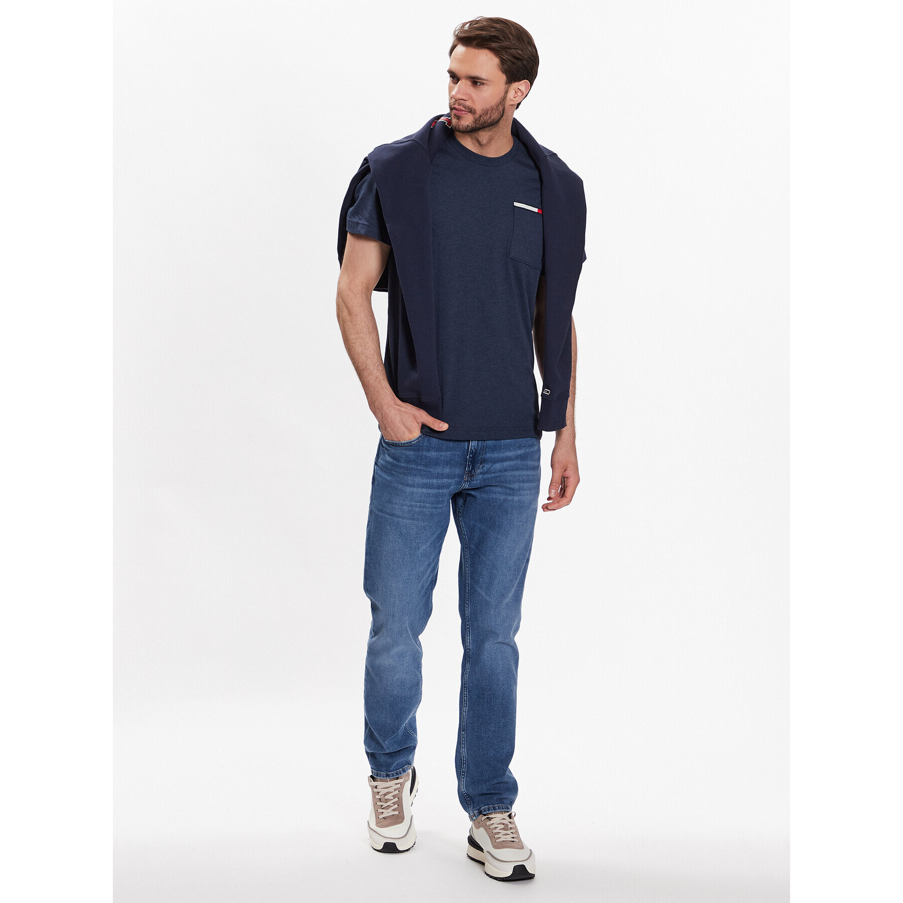 Tommy Jeans Tričko Essential DM0DM13063 Tmavomodrá Regular Fit - Pepit.sk