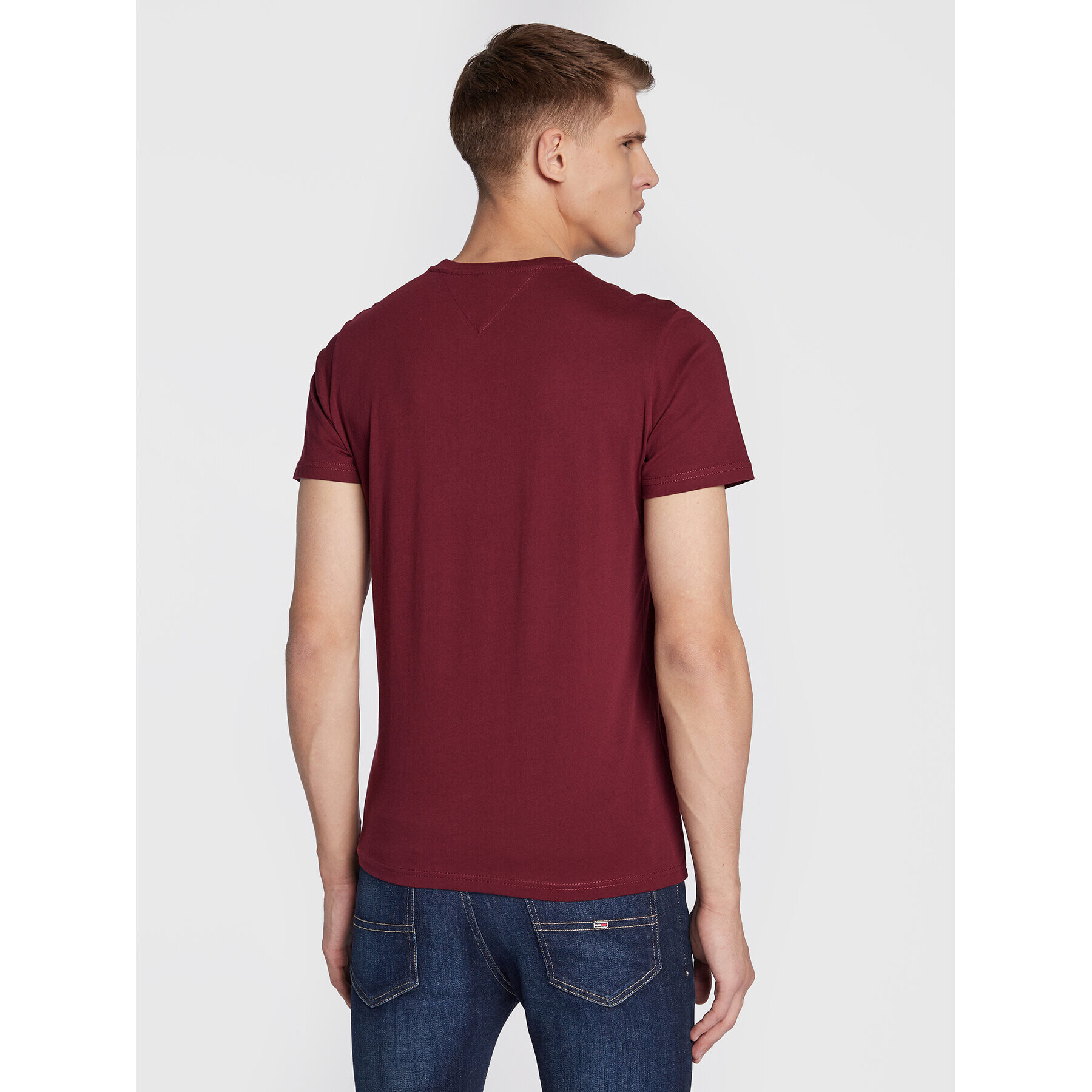 Tommy Jeans Tričko Essential DM0DM14979 Bordová Slim Fit - Pepit.sk