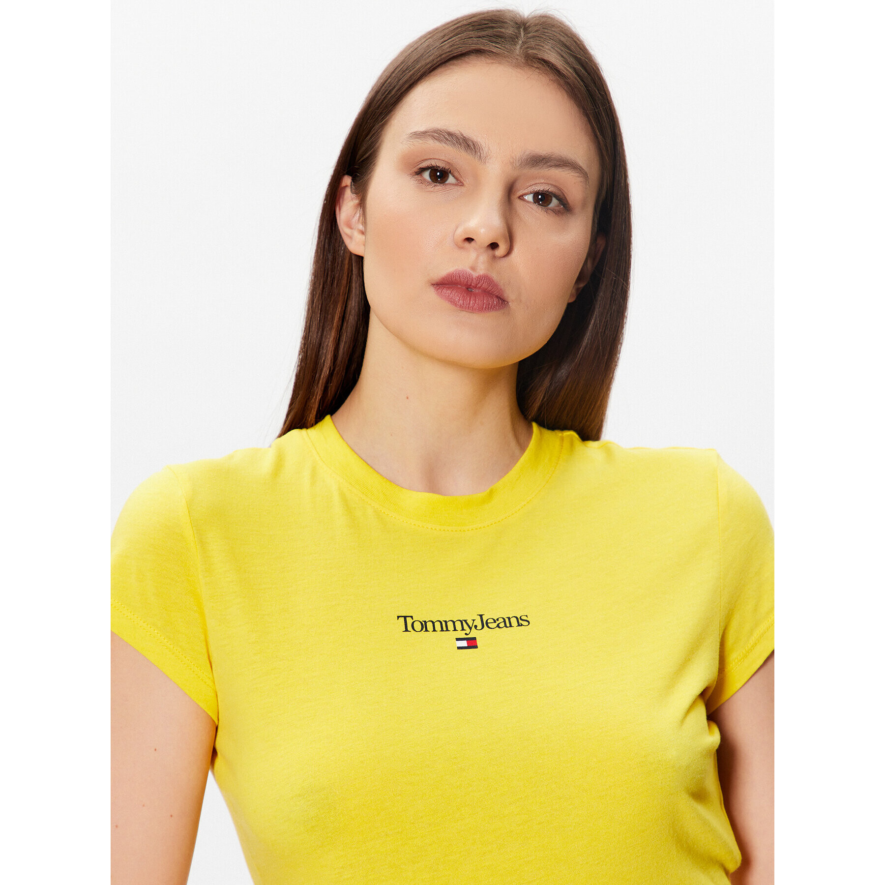 Tommy Jeans Tričko Essential Logo DW0DW15444 Žltá Cropped Fit - Pepit.sk