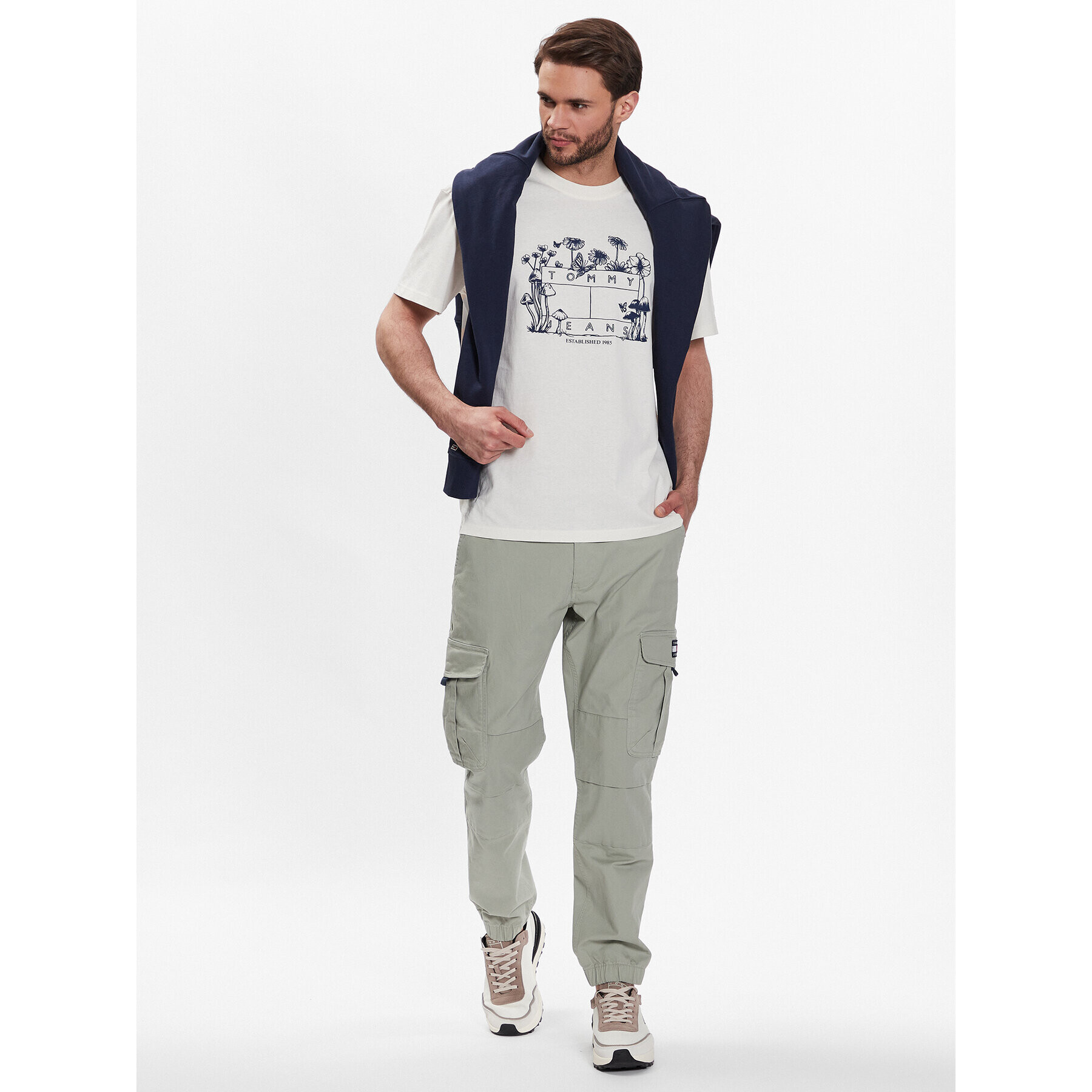 Tommy Jeans Tričko Homegrown DM0DM16235 Écru Relaxed Fit - Pepit.sk