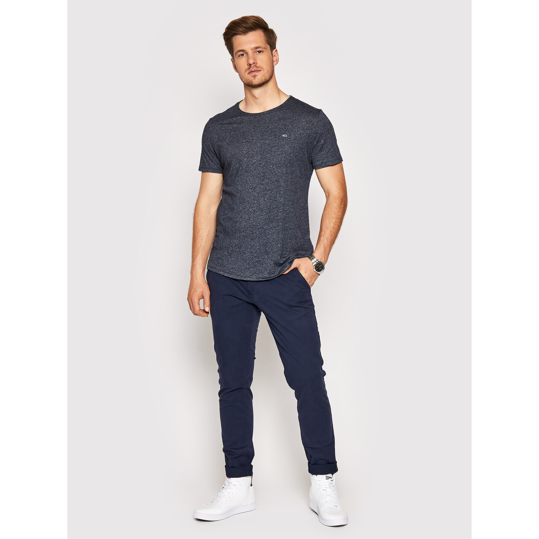 Tommy Jeans Tričko Jaspe DM0DM09586 Tmavomodrá Slim Fit - Pepit.sk