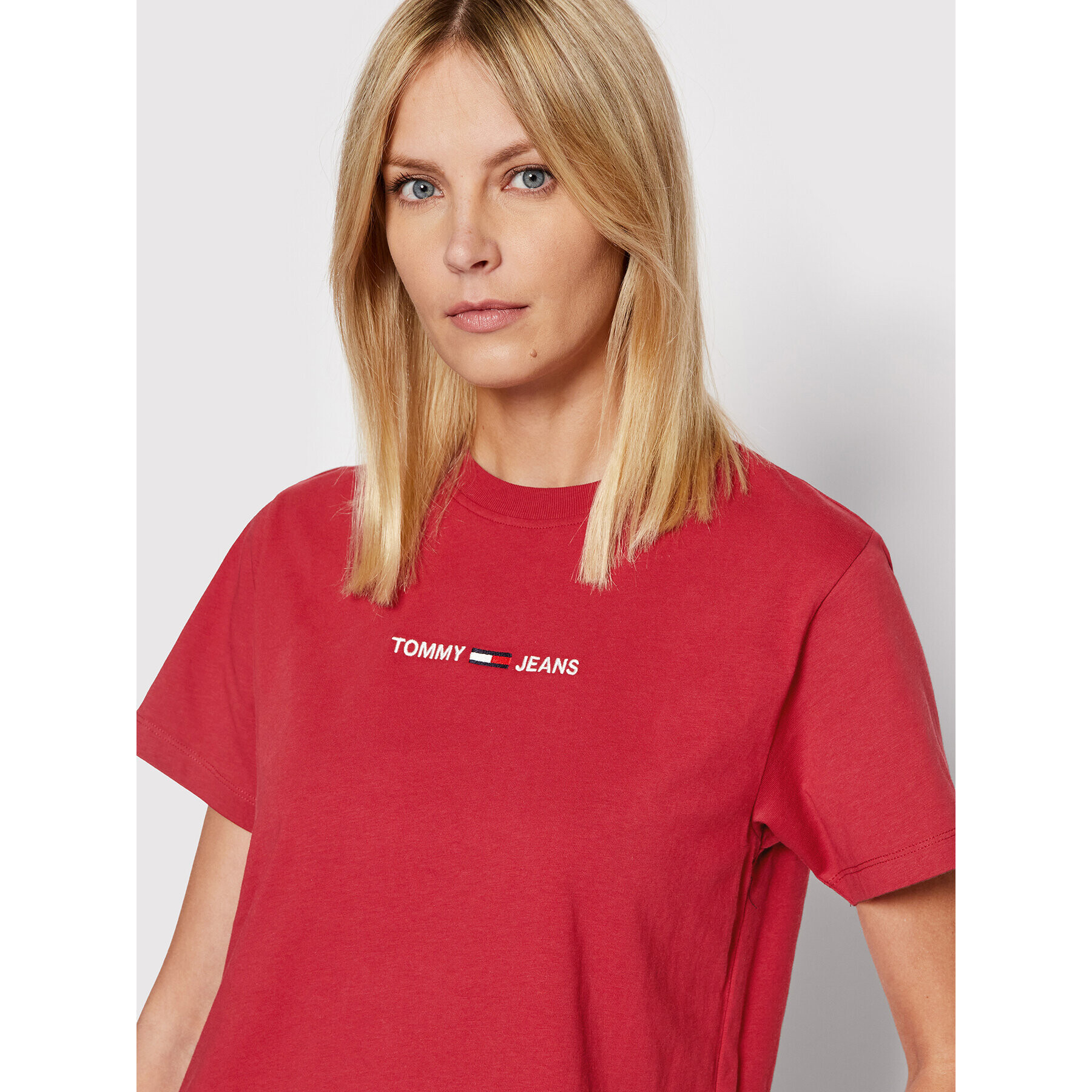 Tommy Jeans Tričko Logo DW0DW10057 Bordová Regular Fit - Pepit.sk