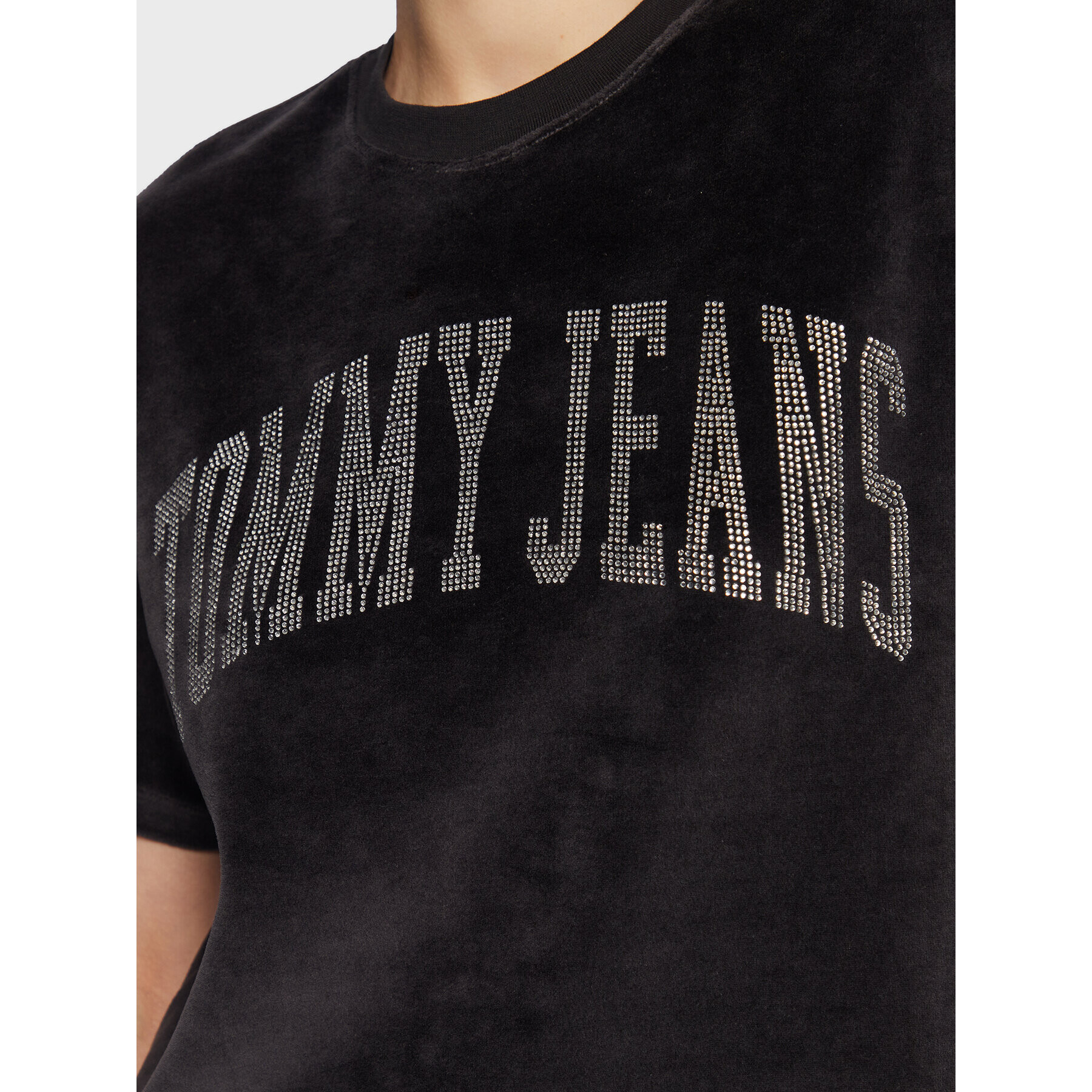 Tommy Jeans Tričko Rhinestone DW0DW14903 Čierna Oversize - Pepit.sk