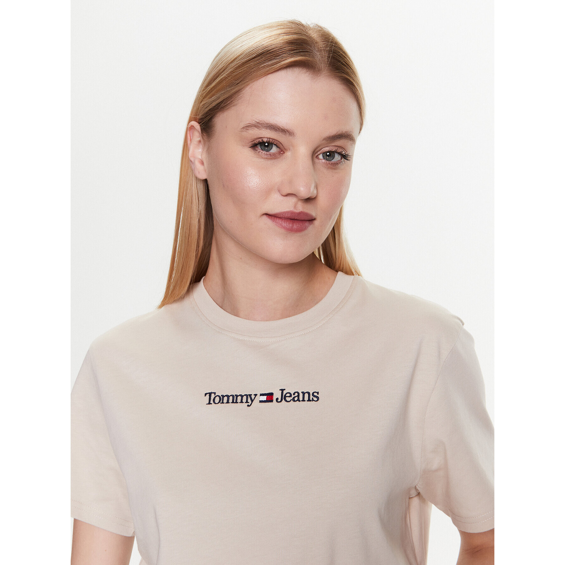 Tommy Jeans Tričko Serif Linear DW0DW15049 Béžová Regular Fit - Pepit.sk