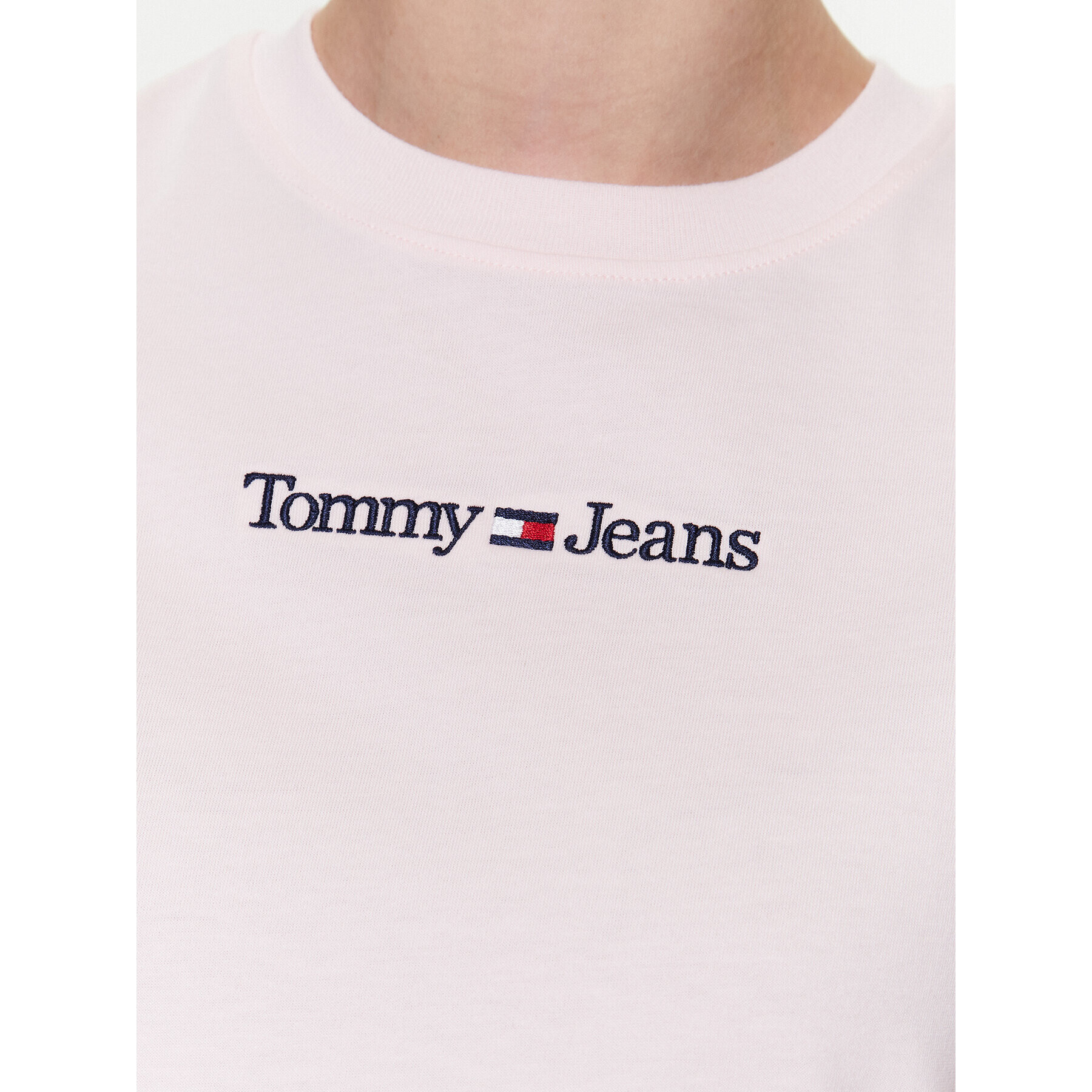 Tommy Jeans Tričko Serif Linear DW0DW15049 Ružová Regular Fit - Pepit.sk