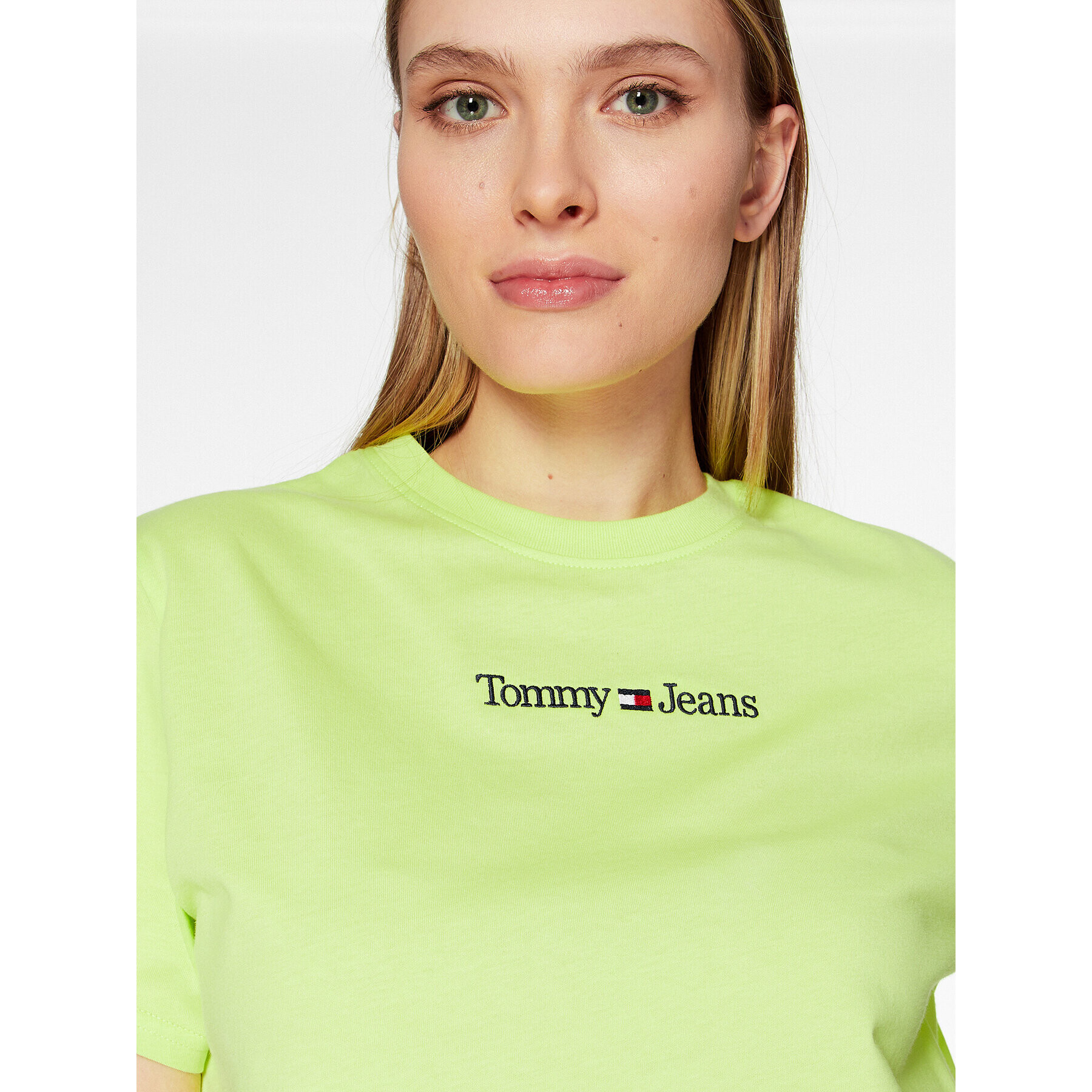 Tommy Jeans Tričko Serif Linear DW0DW15049 Zelená Regular Fit - Pepit.sk