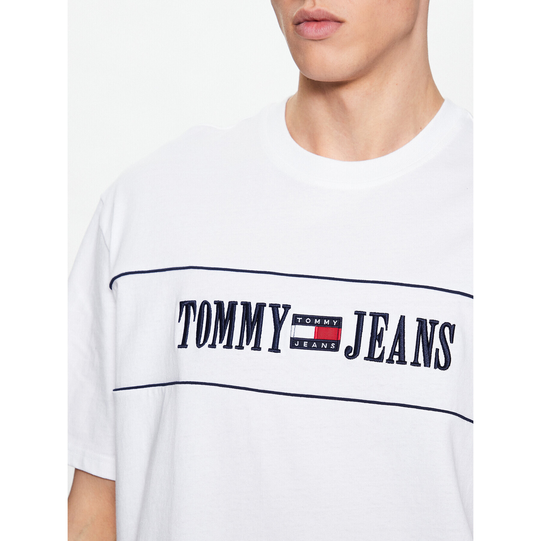 Tommy Jeans Tričko Skate Archive DM0DM16309 Biela Relaxed Fit - Pepit.sk