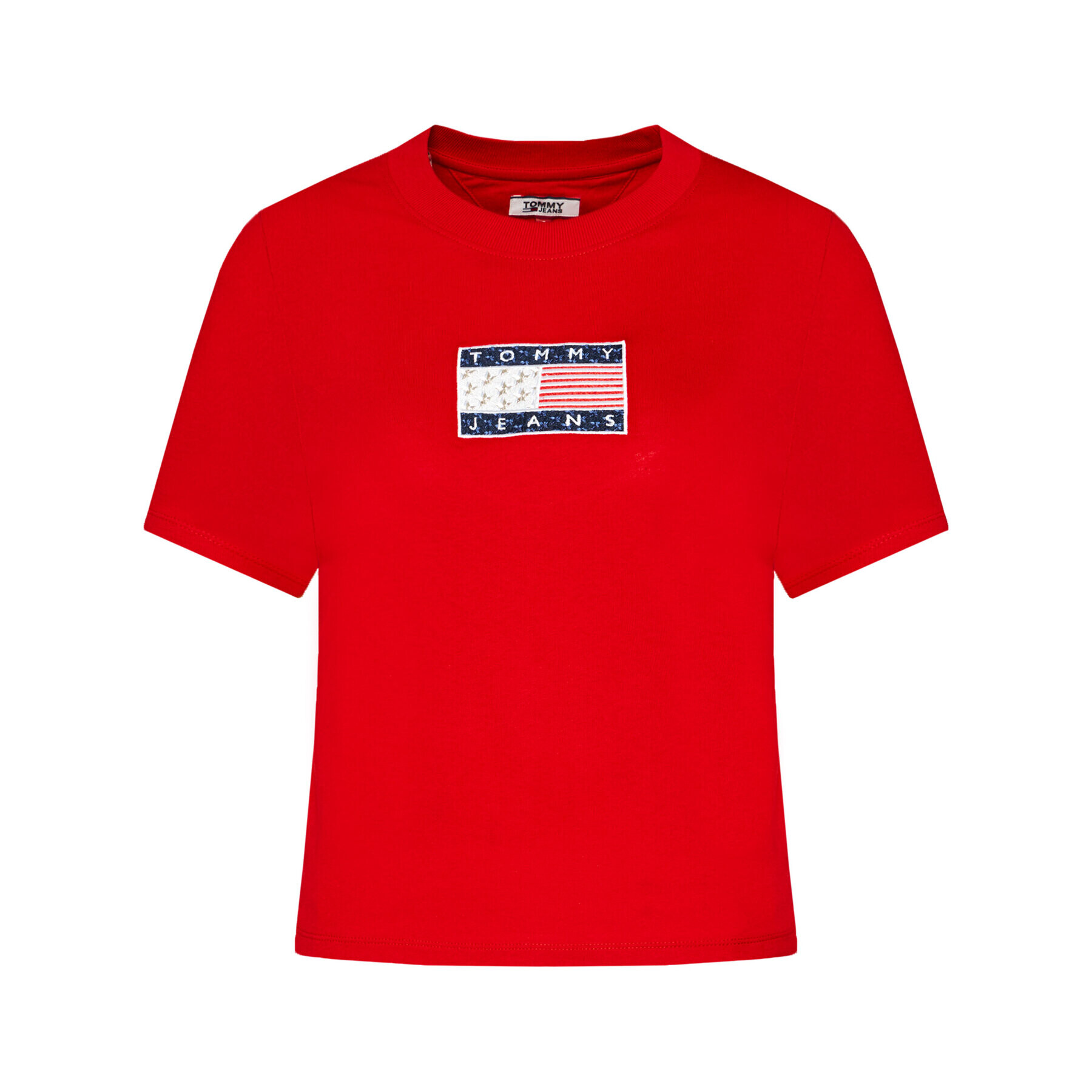 Tommy Jeans Tričko Star Americana Flag DW0DW08482 Červená Regular Fit - Pepit.sk