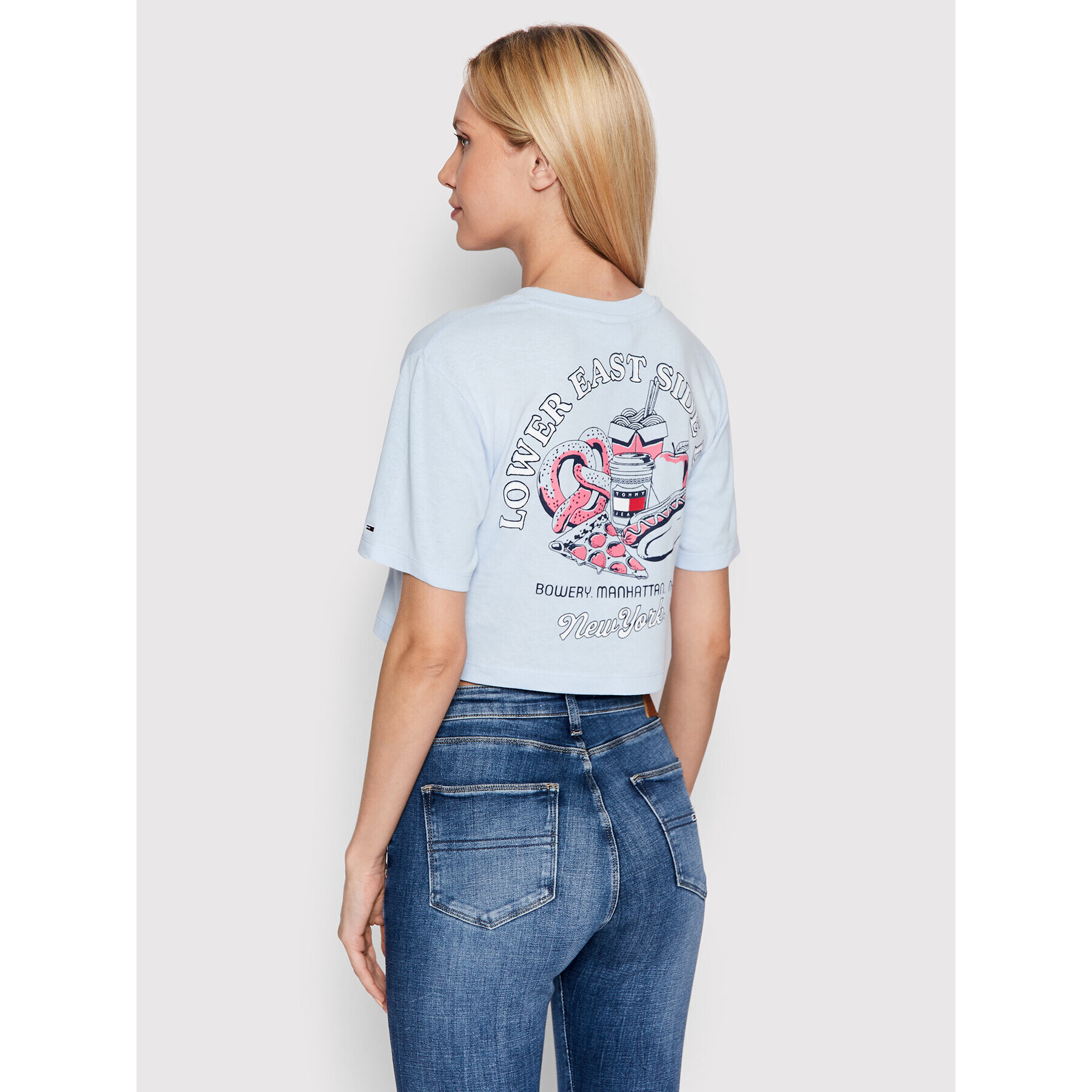 Tommy Jeans Tričko Super Crop Finest Food DW0DW13701 Modrá Relaxed Fit - Pepit.sk