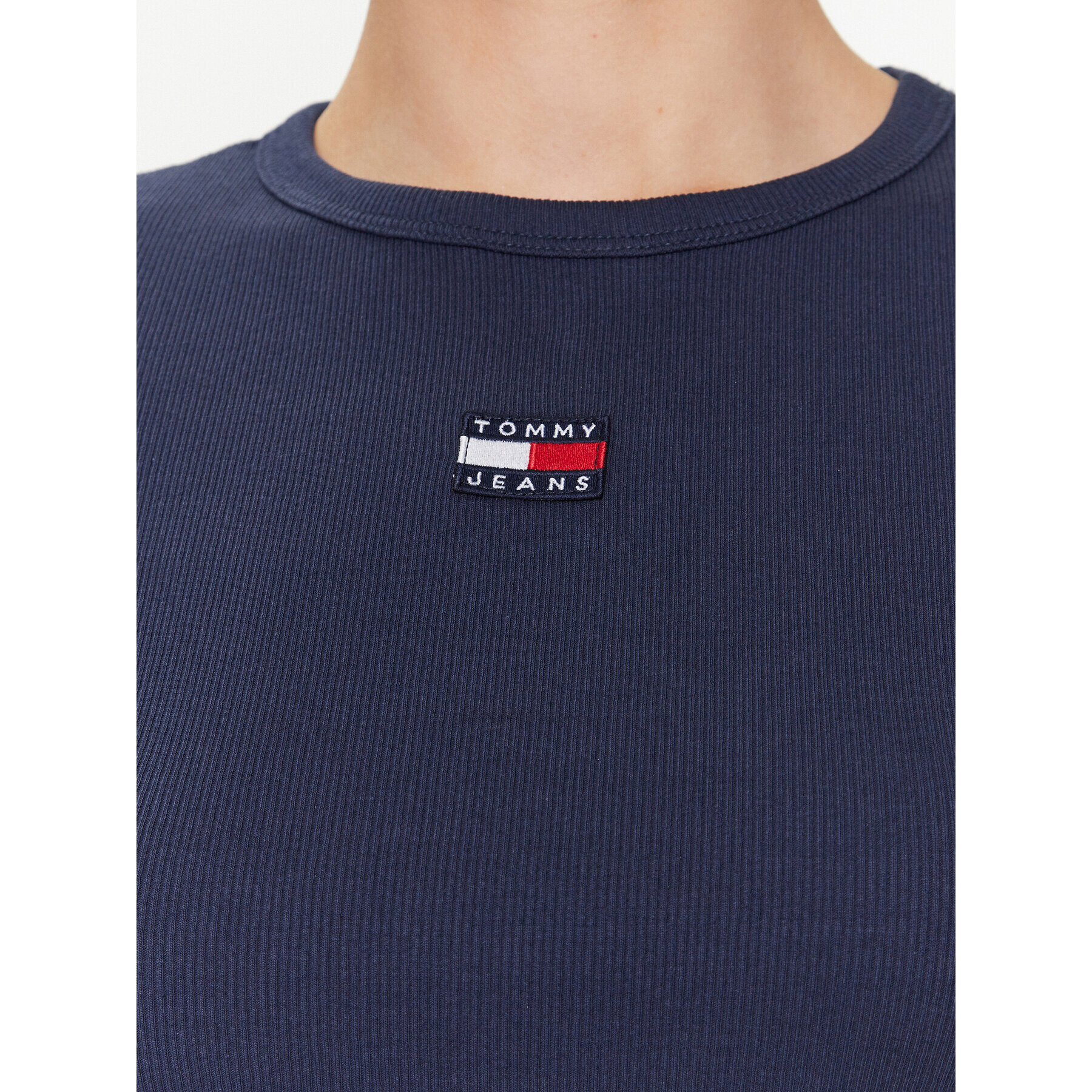 Tommy Jeans Tričko Tjw Bby Rib Xs Badge DW0DW15641 Tmavomodrá Slim Fit - Pepit.sk