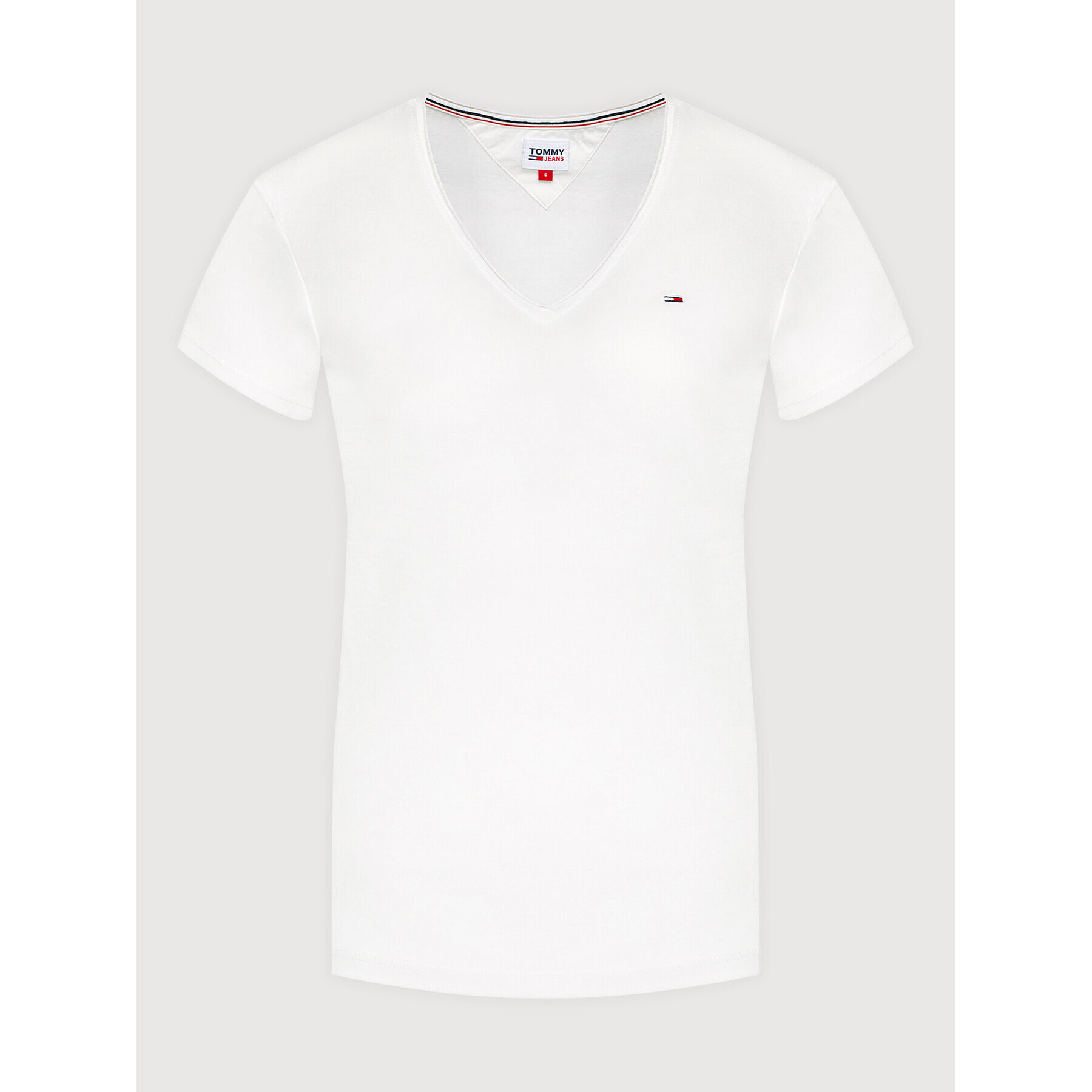 Tommy Jeans Tričko V Neck DW0DW09195 Biela Slim Fit - Pepit.sk