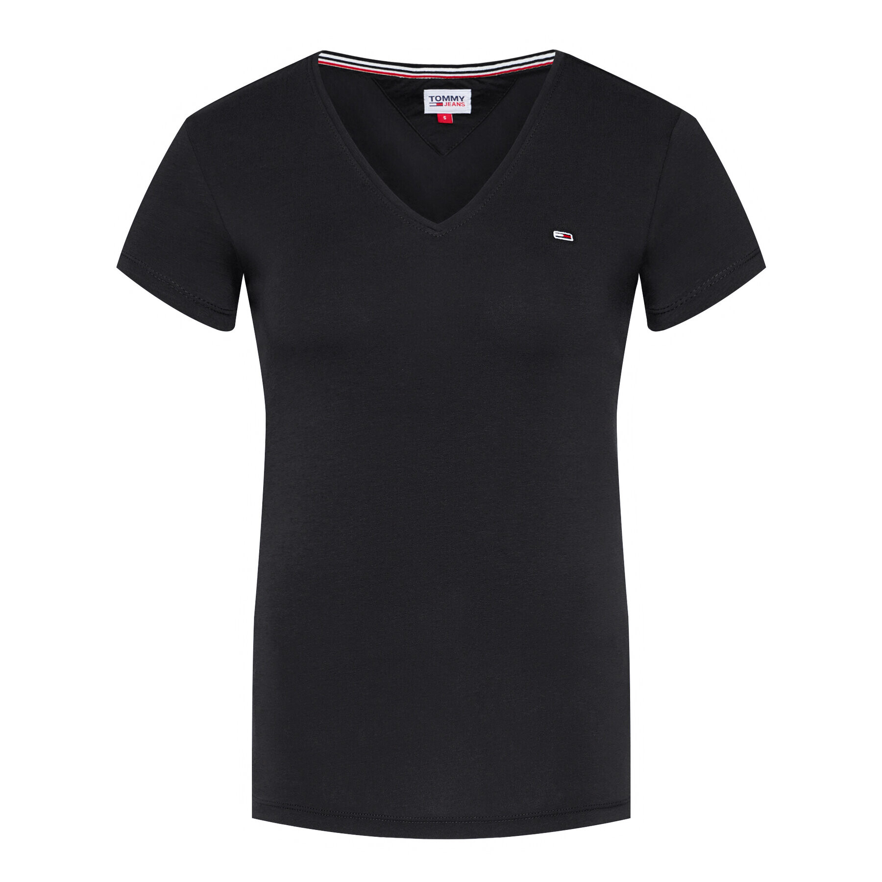 Tommy Jeans Tričko V Neck DW0DW09195 Čierna Slim Fit - Pepit.sk