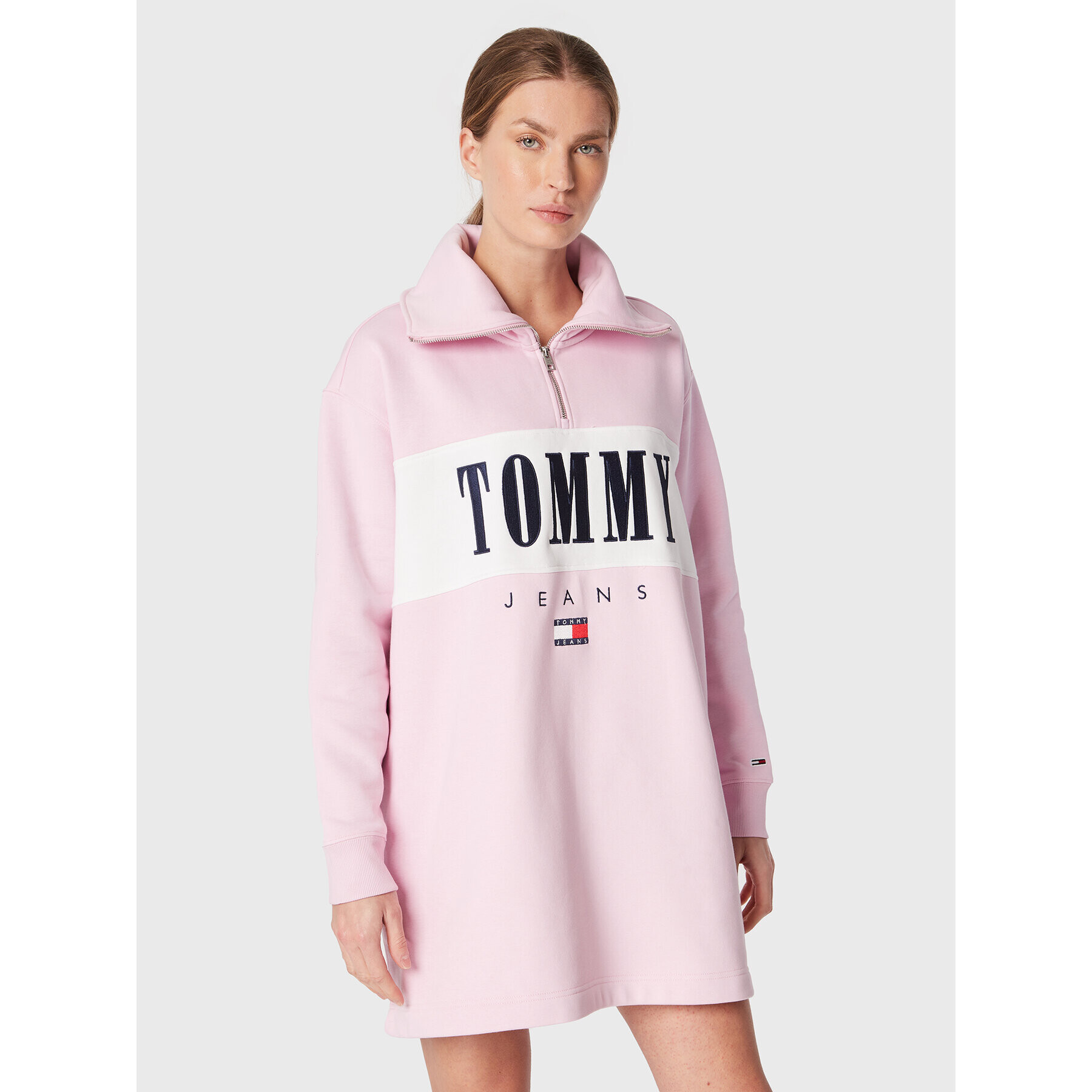 Tommy Jeans Úpletové šaty Auth Serif 2 DW0DW14413 Ružová Regular Fit - Pepit.sk