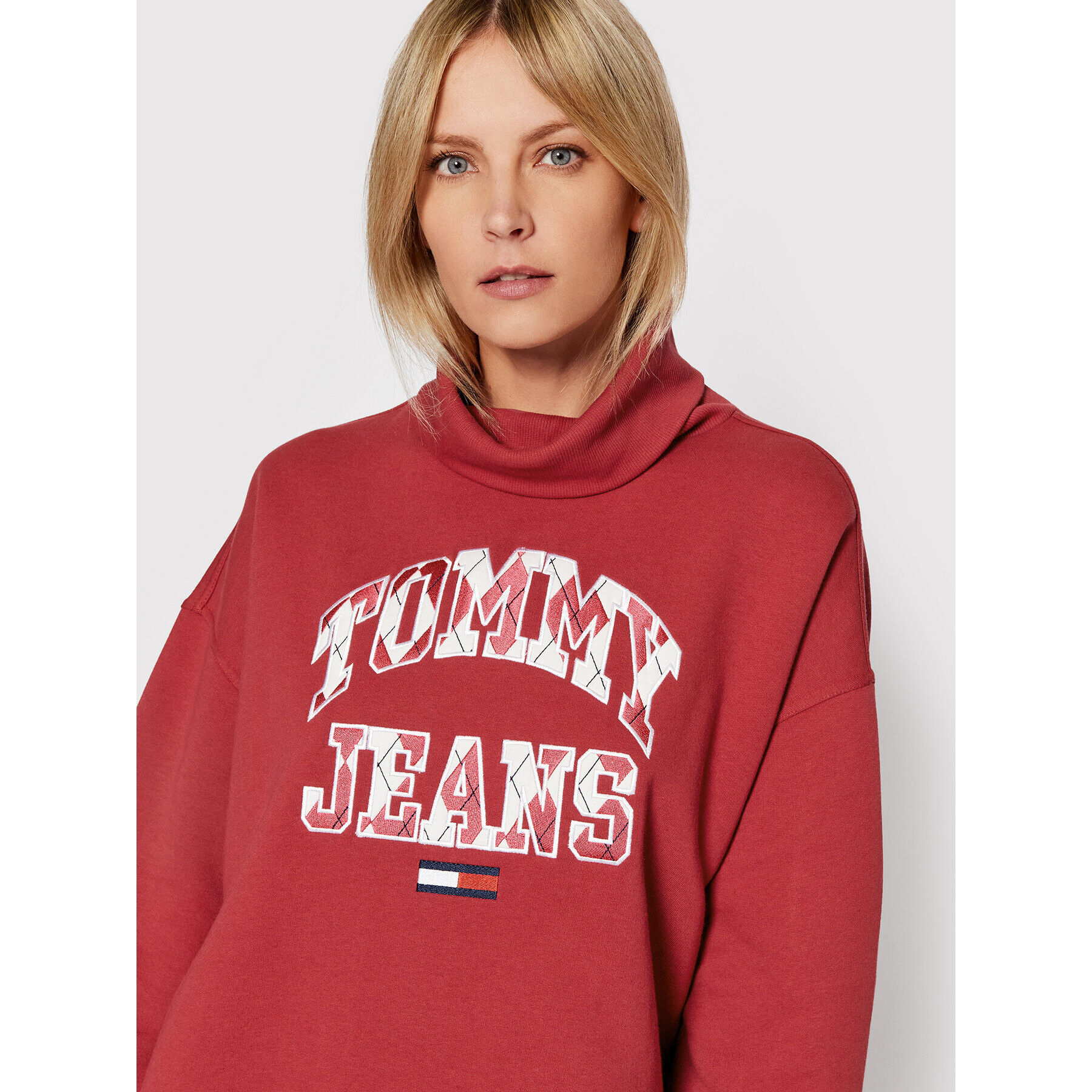 Tommy Jeans Úpletové šaty College Argyle DW0DW11871 Bordová Relaxed Fit - Pepit.sk