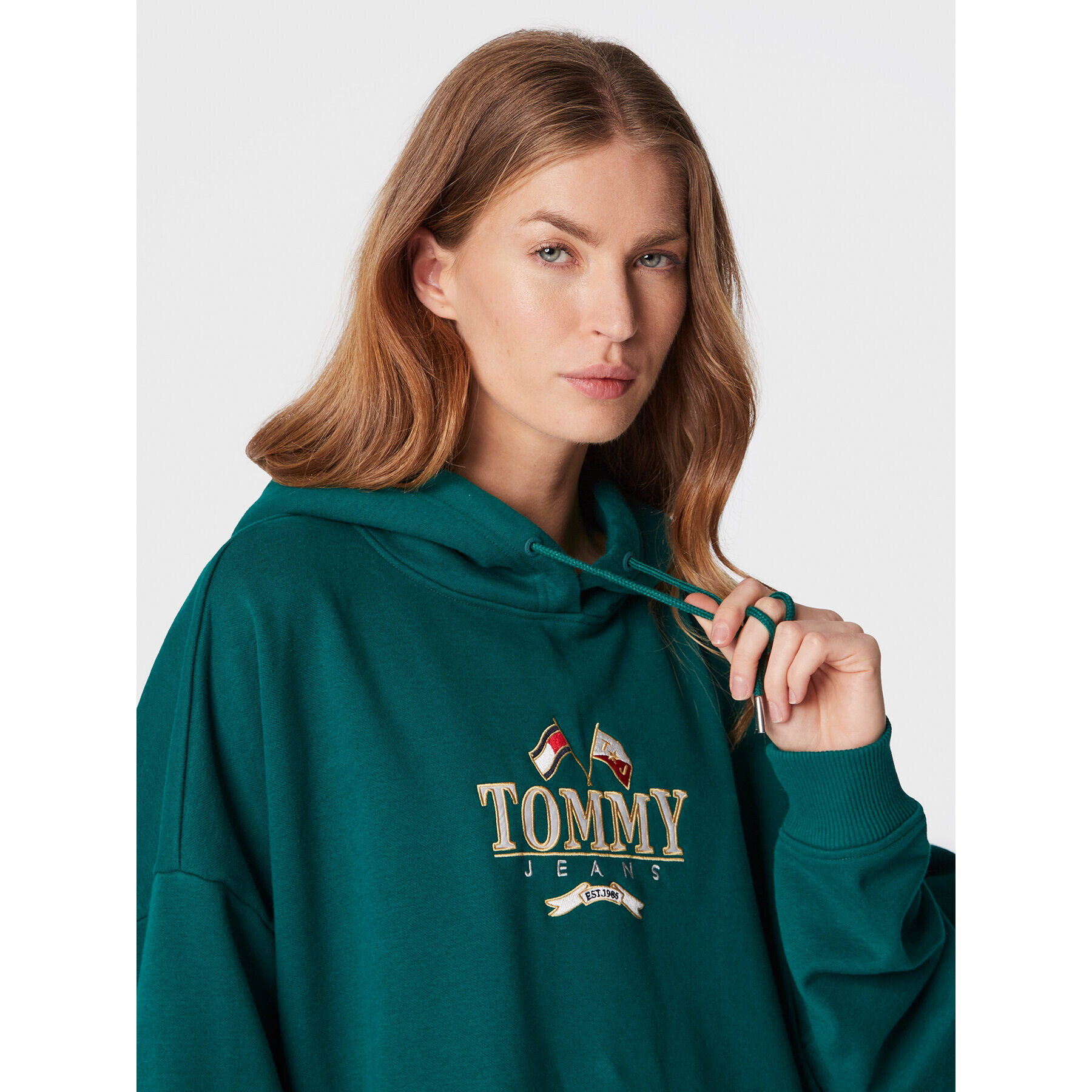 Tommy Jeans Úpletové šaty DW0DW14405 Zelená Relaxed Fit - Pepit.sk