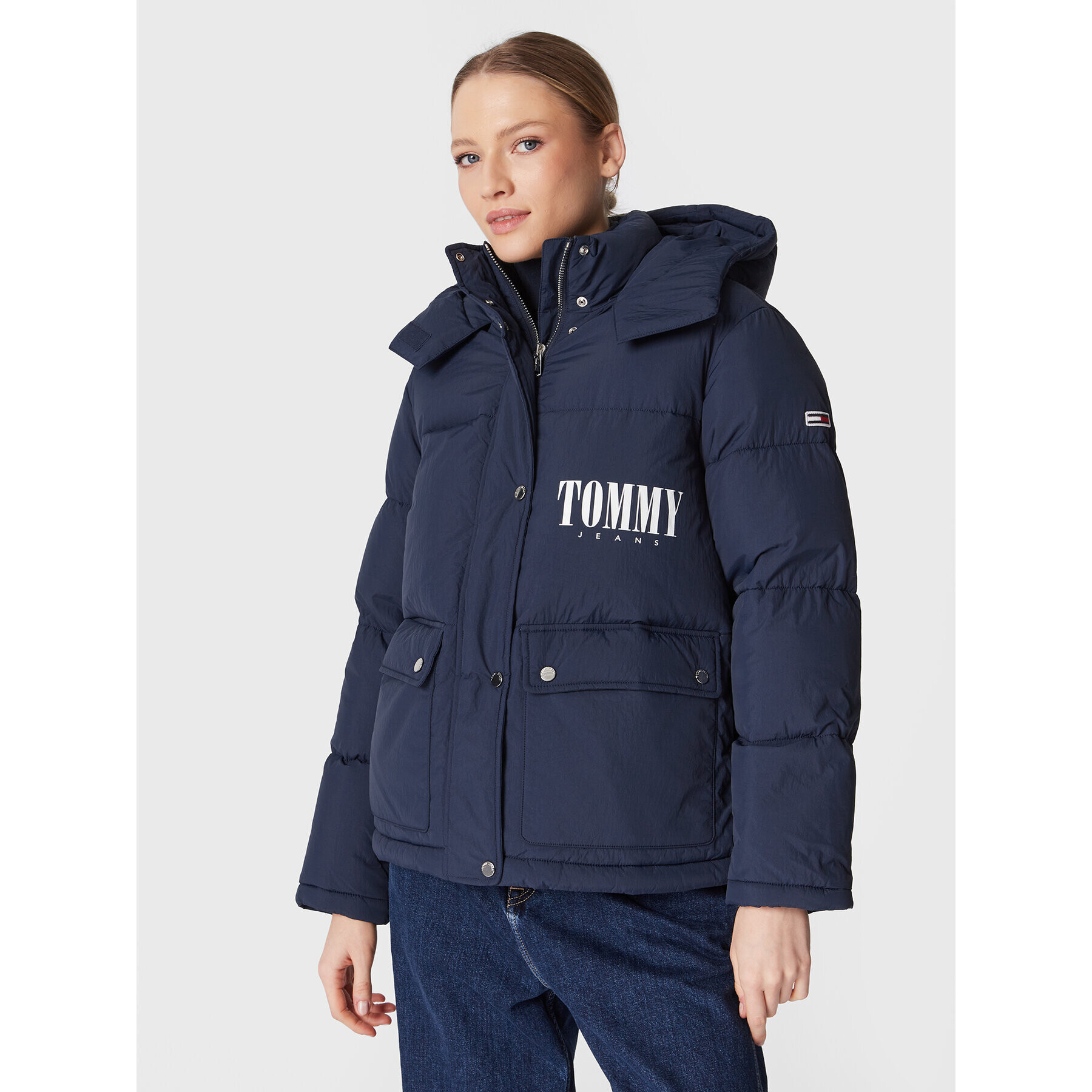 Tommy Jeans Vatovaná bunda A-Line Fashion DW0DW14307 Tmavomodrá Oversize - Pepit.sk