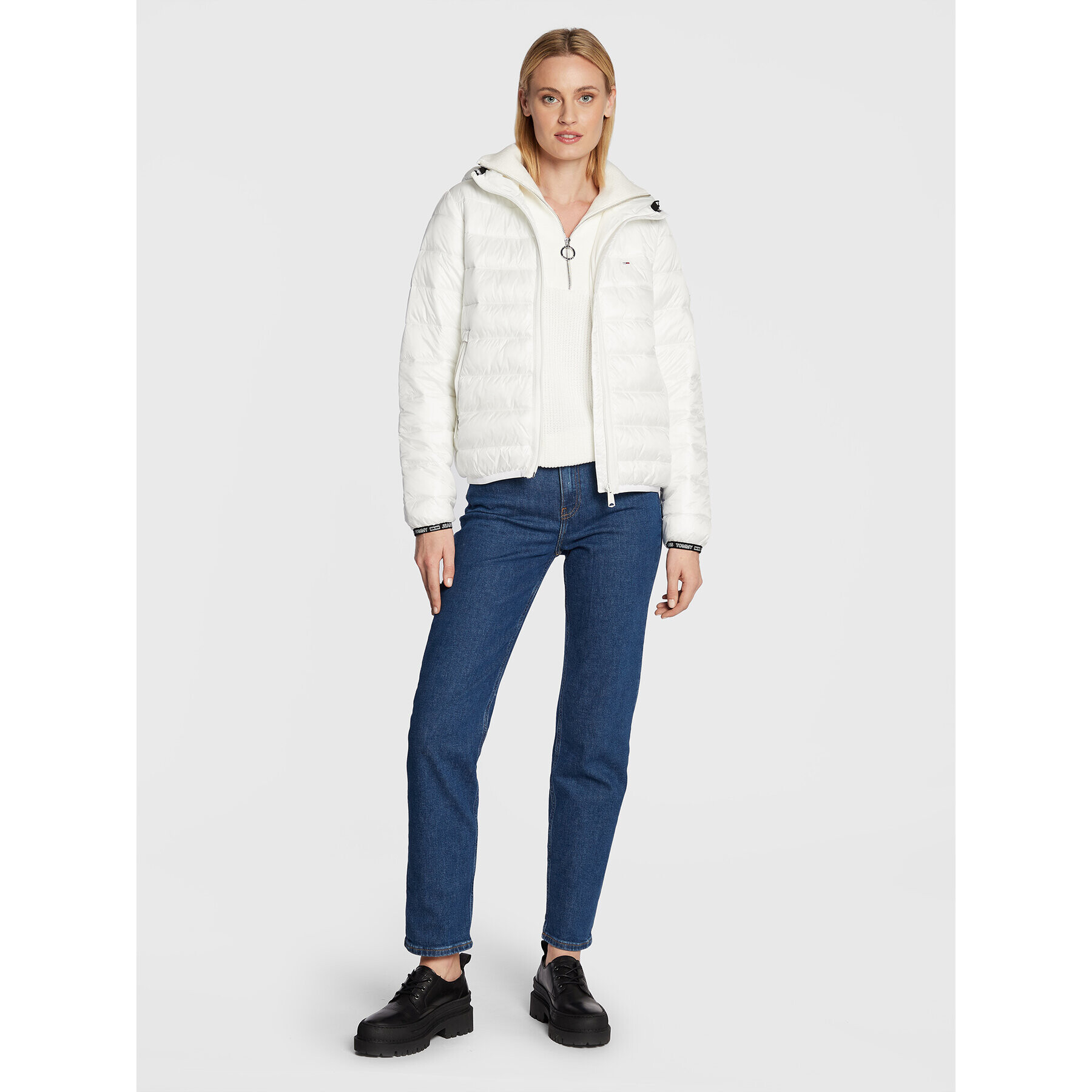 Tommy Jeans Vatovaná bunda Quilted Tape DW0DW09350 Biela Relaxed Fit - Pepit.sk