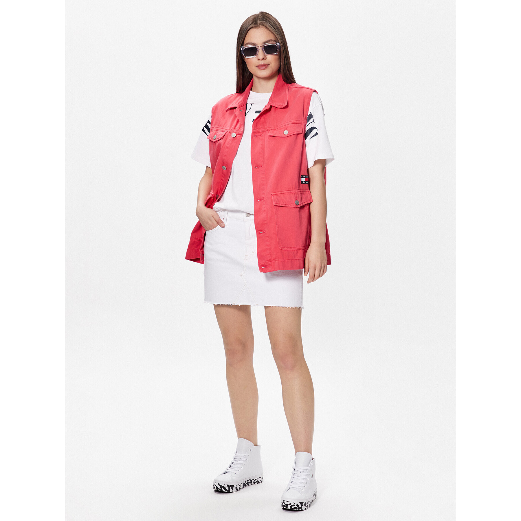 Tommy Jeans Vesta DW0DW15683 Ružová Oversize - Pepit.sk