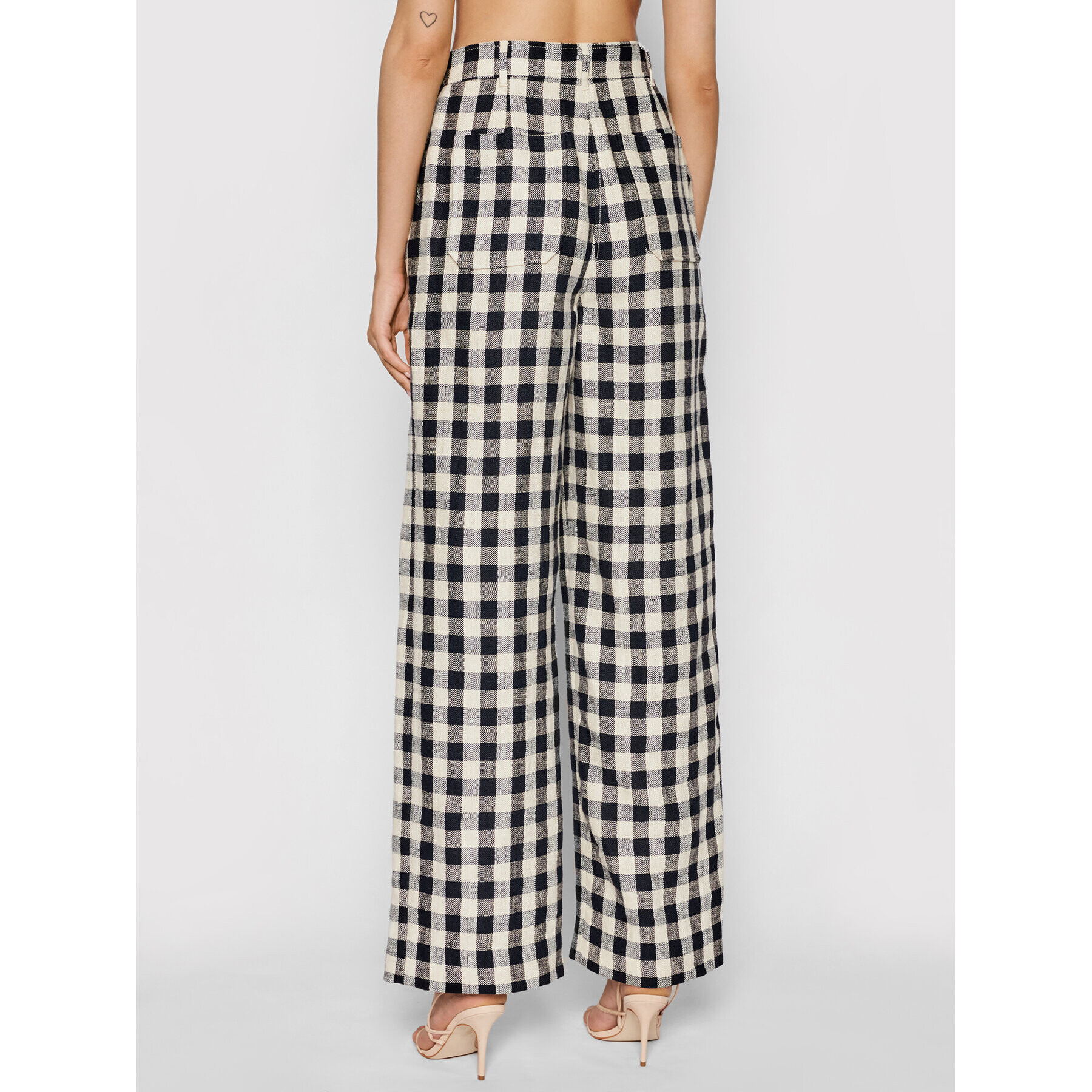 Tory Burch Bavlnené nohavice Linen Gingham 84521 Farebná Regular Fit - Pepit.sk