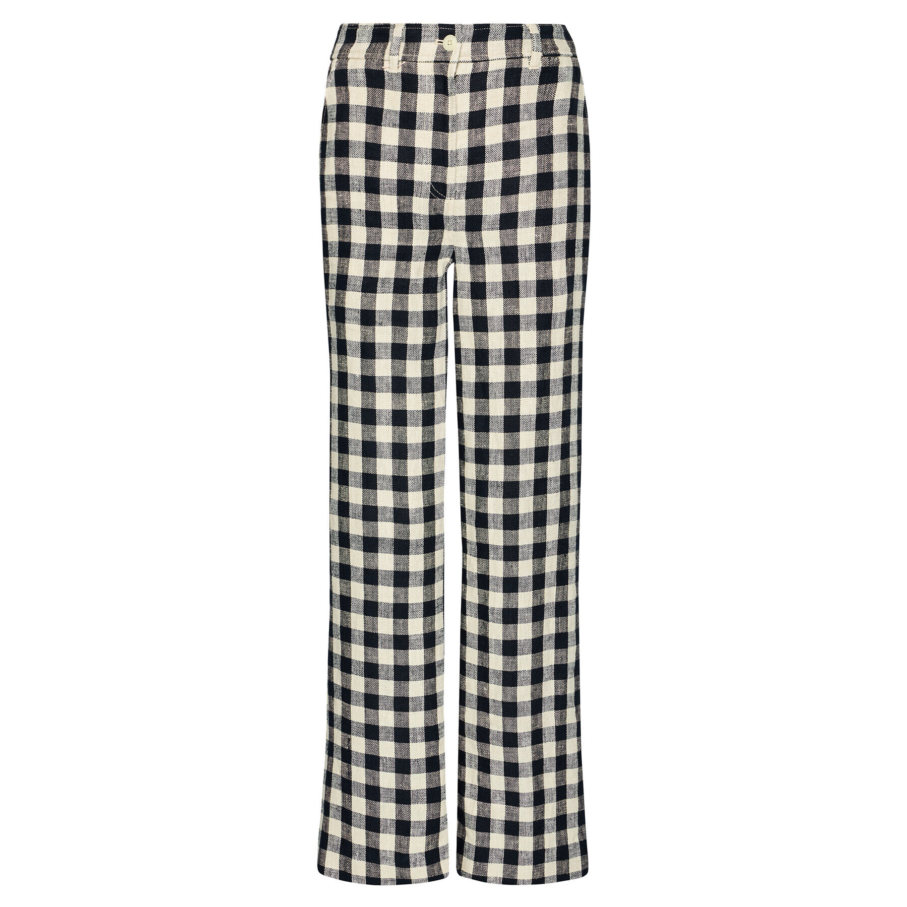 Tory Burch Bavlnené nohavice Linen Gingham 84521 Farebná Regular Fit - Pepit.sk