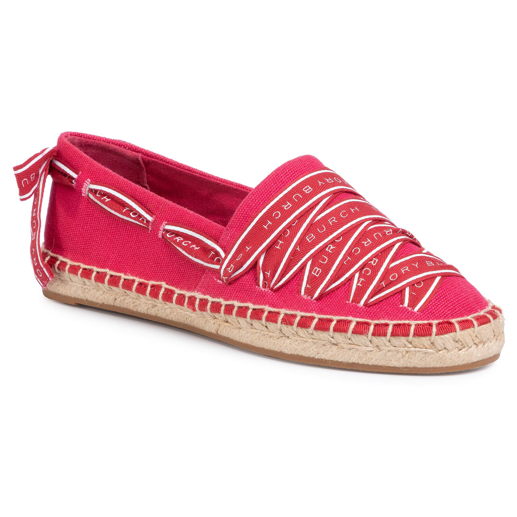 Tory Burch Espadrilky Logo Grosgrain Espadrille 61318 Červená - Pepit.sk