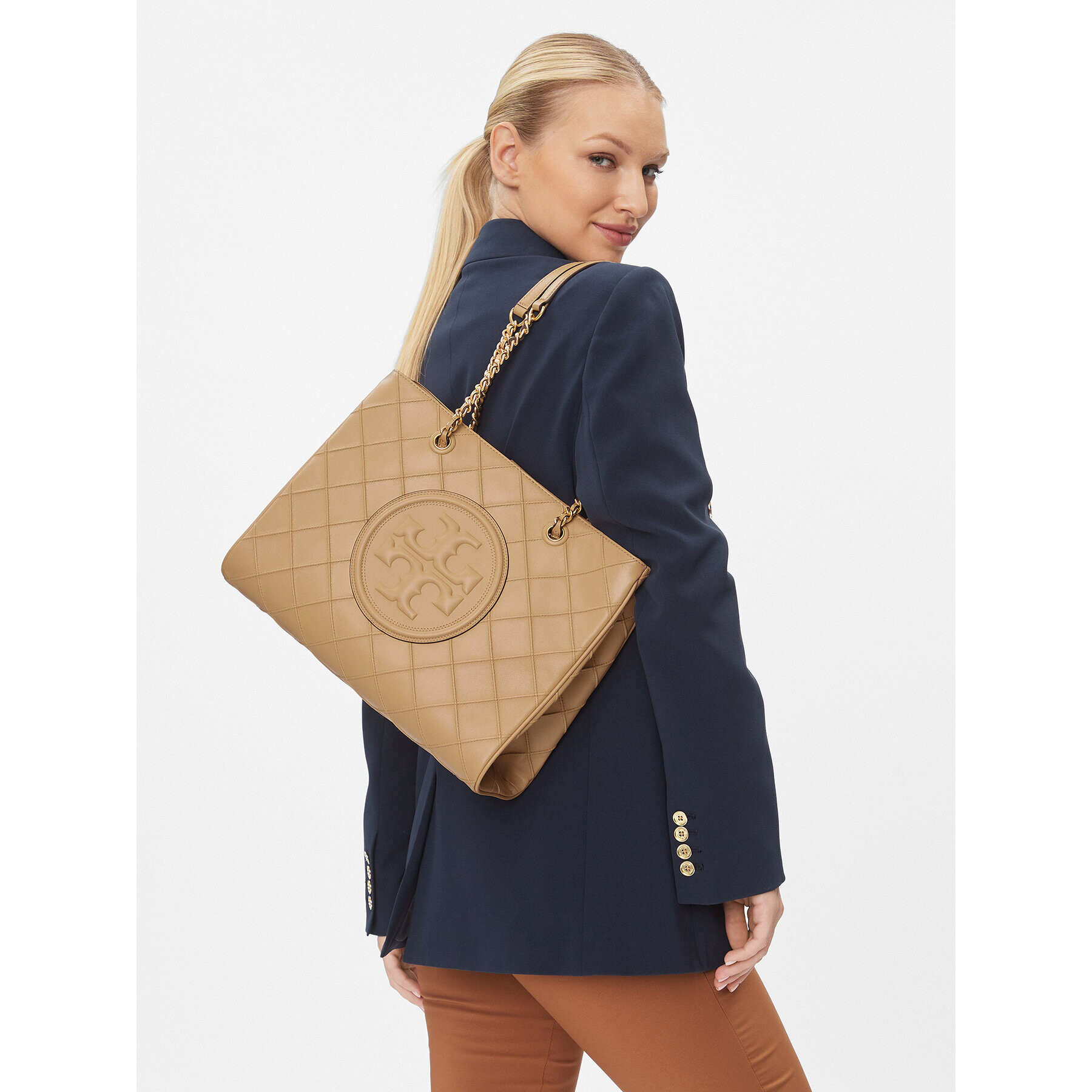 Tory Burch Kabelka Fleming Soft Chain Tote 152337 Béžová - Pepit.sk