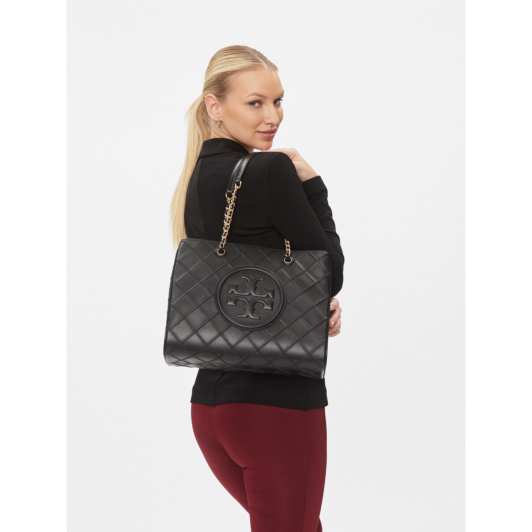 Tory Burch Kabelka Fleming Soft Chain Tote 152337 Čierna - Pepit.sk