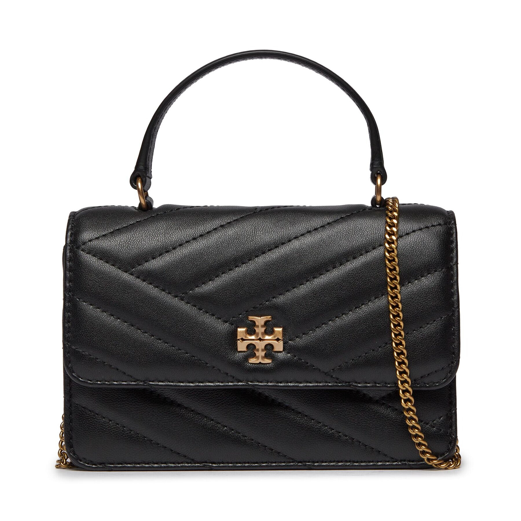 Tory Burch Kabelka Kira Chevron Mini Top Handle Chain Wallet 152356 Čierna - Pepit.sk