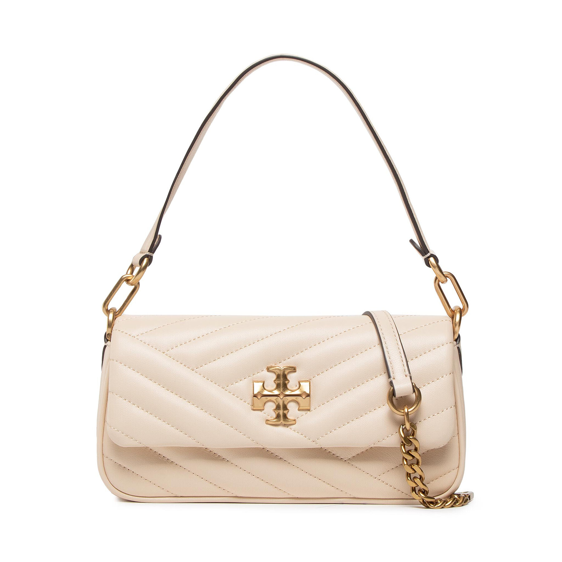 Tory Burch Kabelka Kira Chevron Small Flap Shoulder Bag 90456 Béžová - Pepit.sk