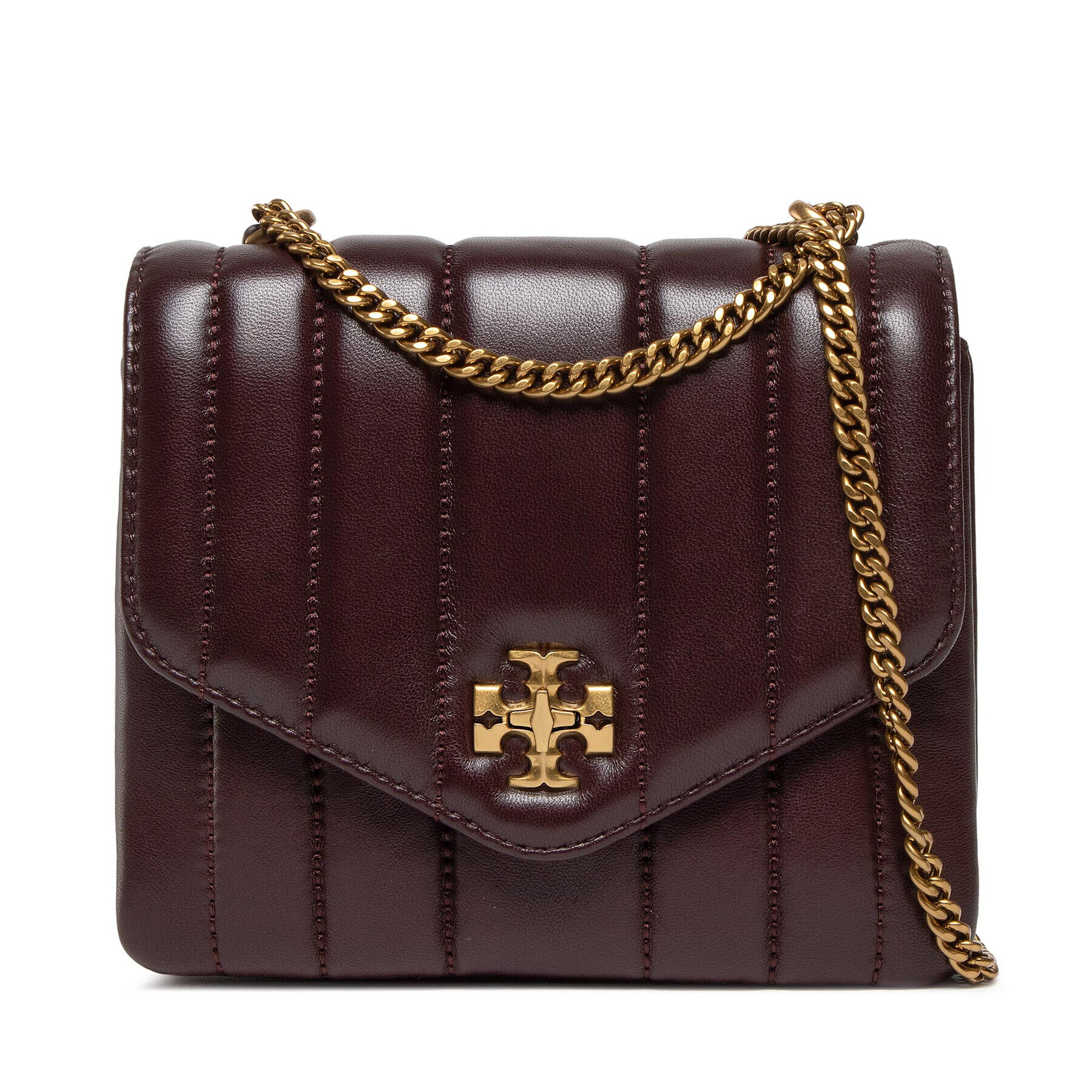 Tory Burch Kabelka Kira Square Crossbody 137139 Bordová - Pepit.sk