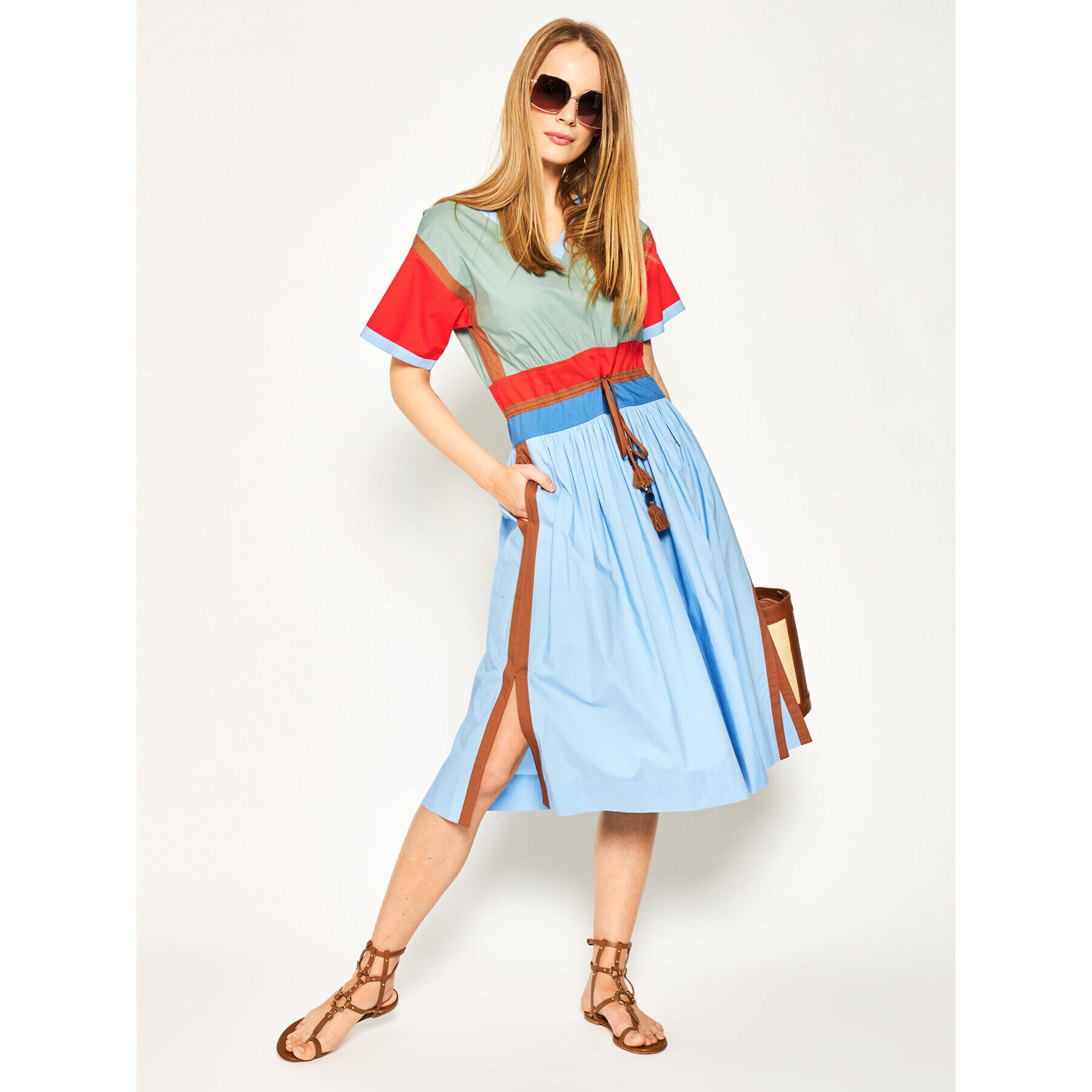 Tory Burch Každodenné šaty Color-Block Poplin 63610 Farebná Regular Fit - Pepit.sk