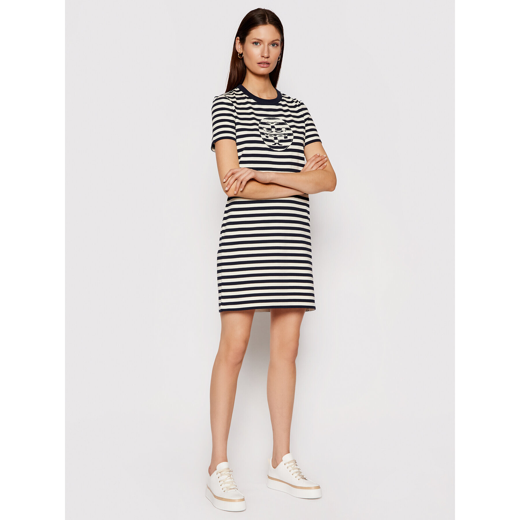 Tory Burch Každodenné šaty Striped Logo 81506 Tmavomodrá Regular Fit - Pepit.sk