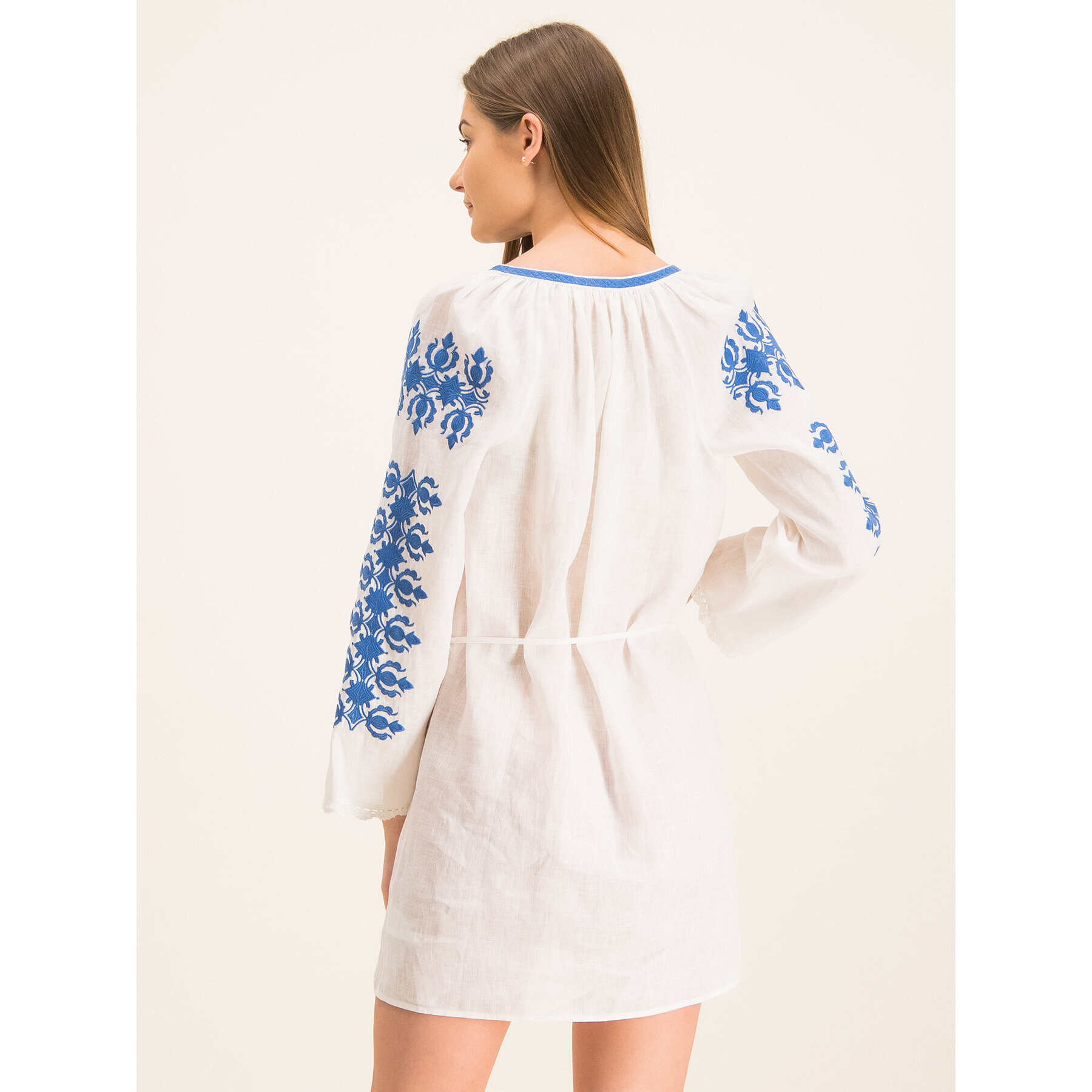 Tory Burch Plážové šaty Embroidered Linen Dress 54804 Biela Regular Fit - Pepit.sk