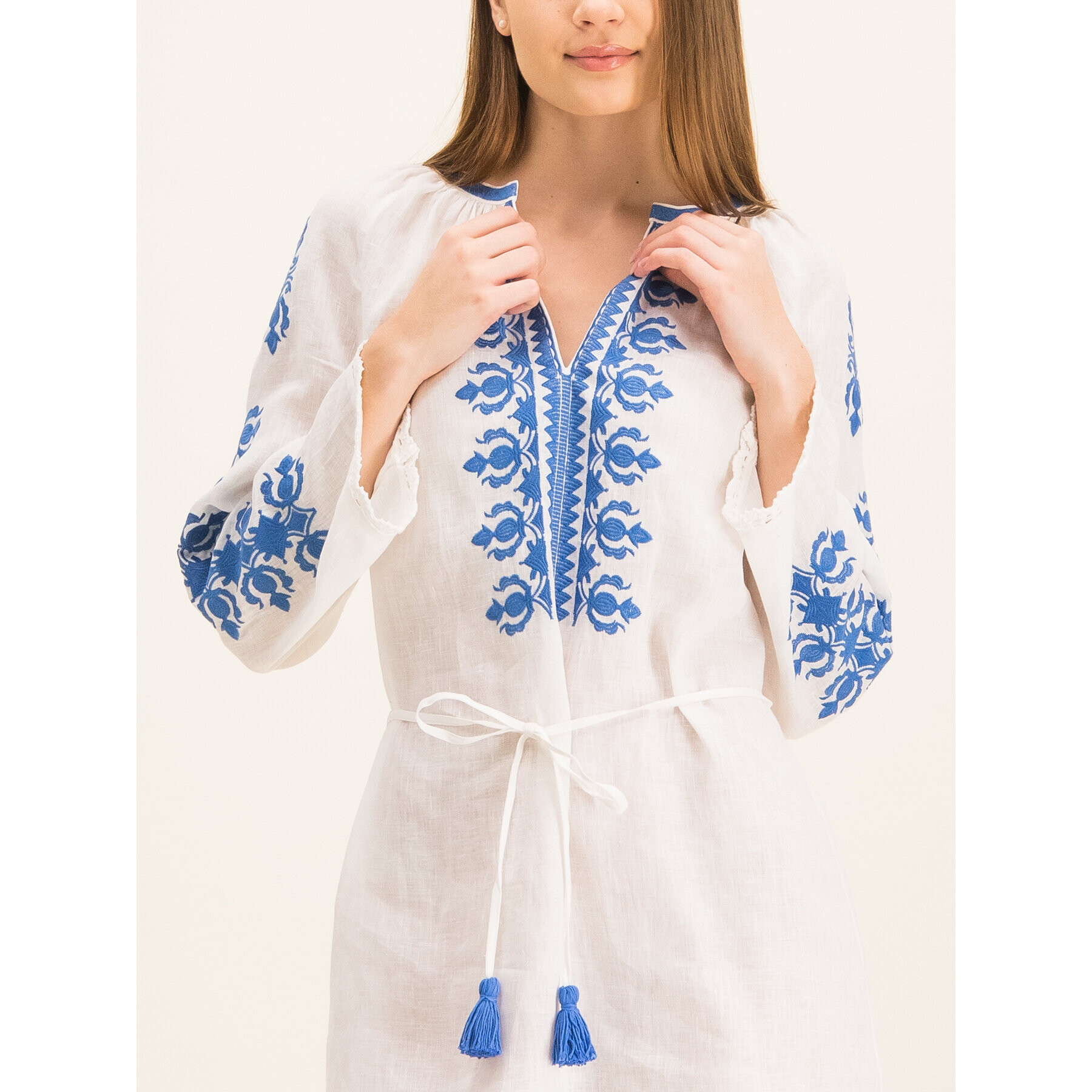 Tory Burch Plážové šaty Embroidered Linen Dress 54804 Biela Regular Fit - Pepit.sk