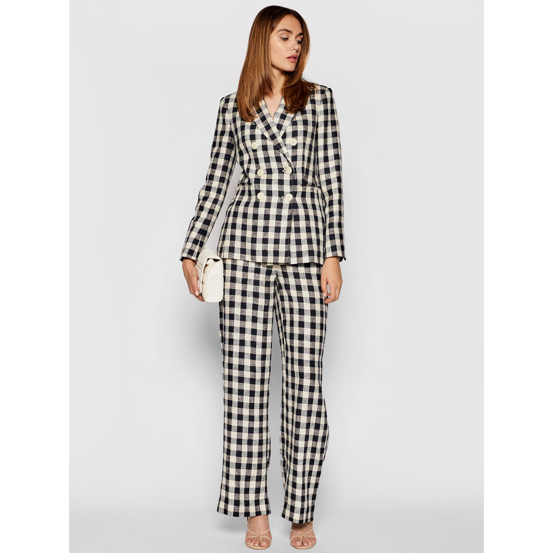 Tory Burch Sako Linen Gingham Blazer 79846 Farebná Regular Fit - Pepit.sk