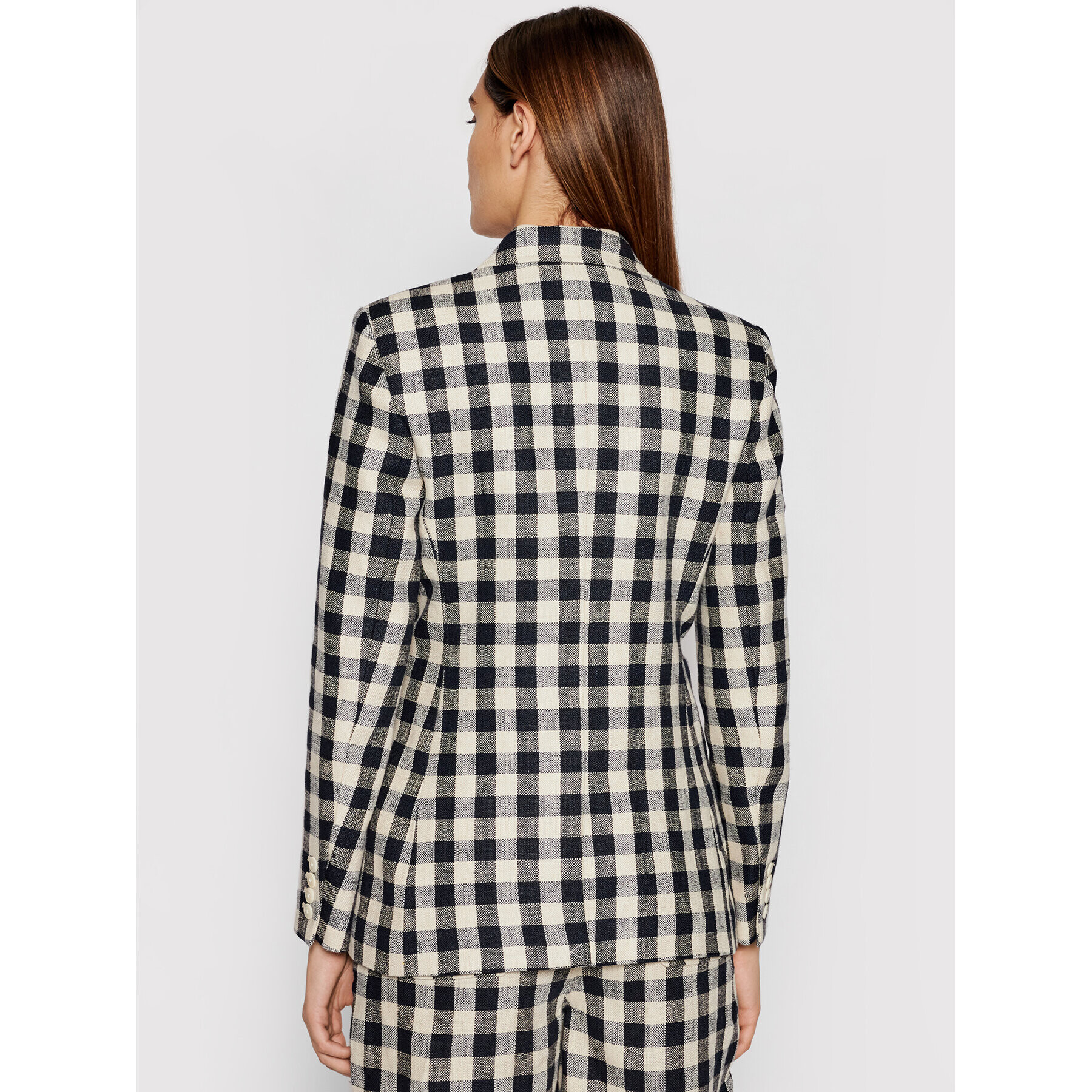 Tory Burch Sako Linen Gingham Blazer 79846 Farebná Regular Fit - Pepit.sk