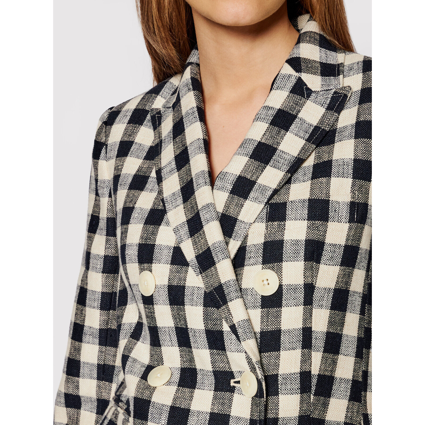 Tory Burch Sako Linen Gingham Blazer 79846 Farebná Regular Fit - Pepit.sk